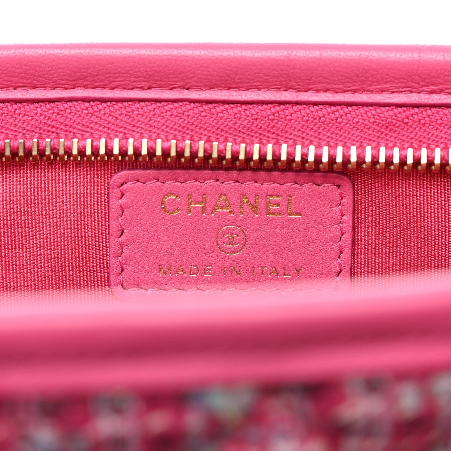 CHANEL TWEED PVC LAMBSKIN LEATHER WRISTLET CLUTCH