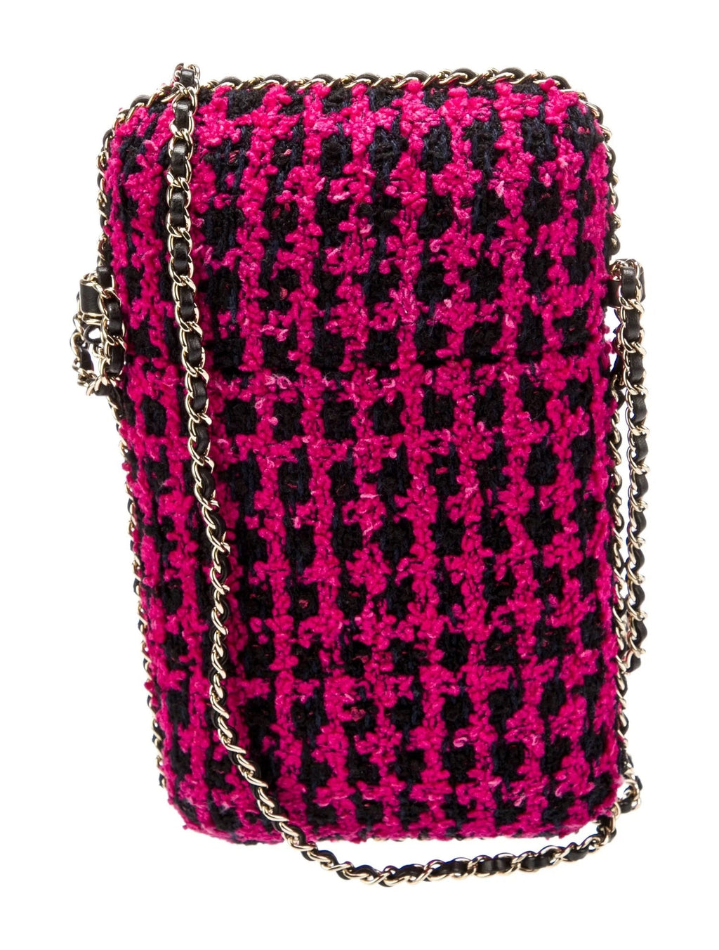 CHANEL CC TWEED PHONE CASE CHAIN BAG