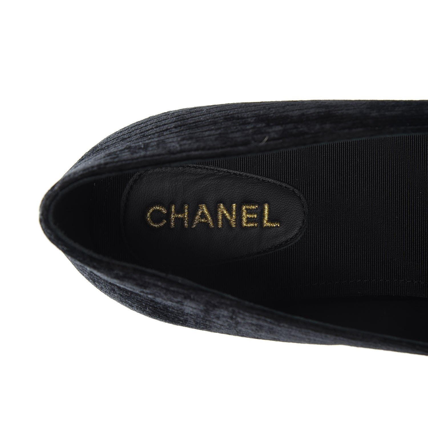 CHANEL VELVET GROSGRAIN PEARLS MOCCASIN LOAFERS