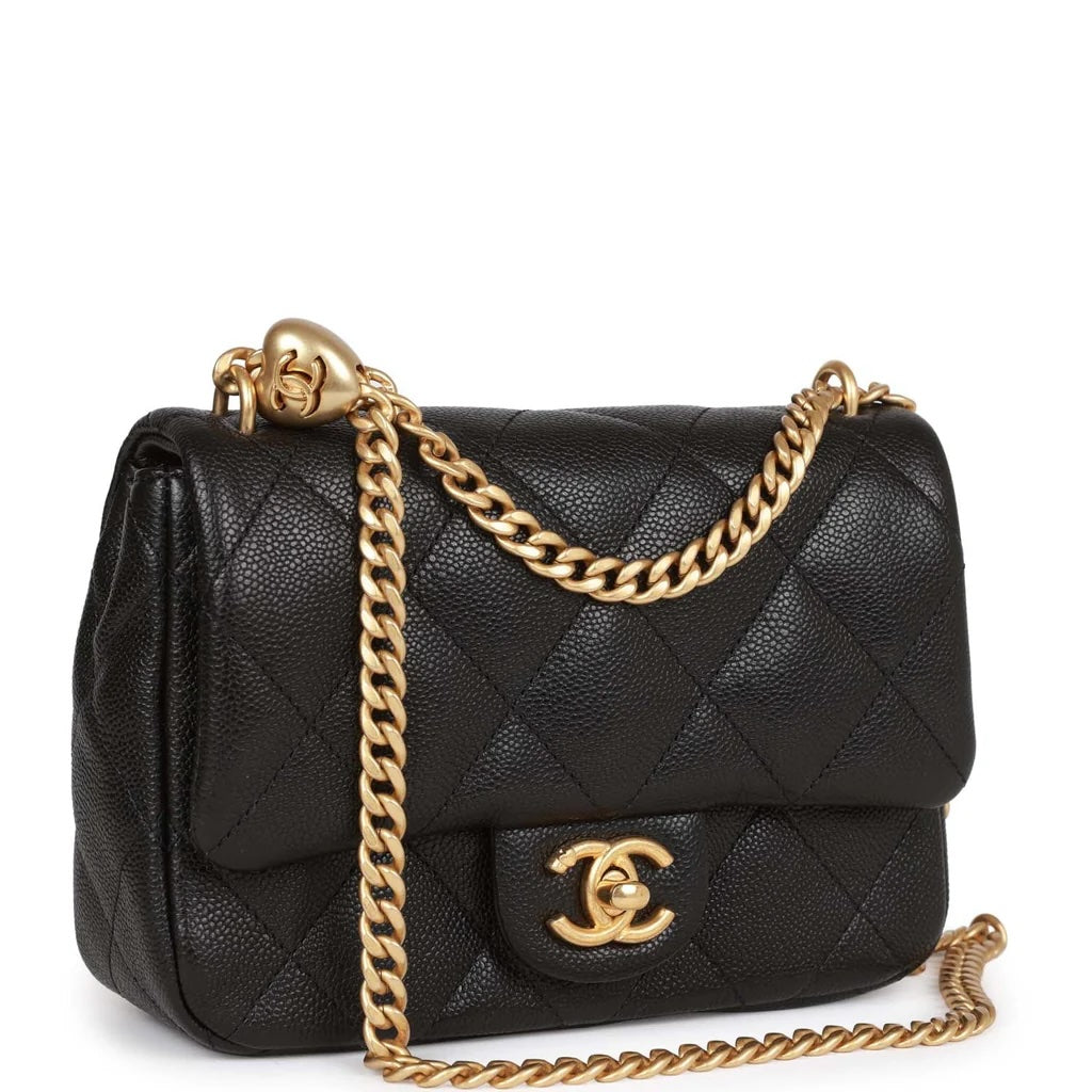 CHANEL CAVIAR QUILTED SWEETHEART MINI FLAP BAG