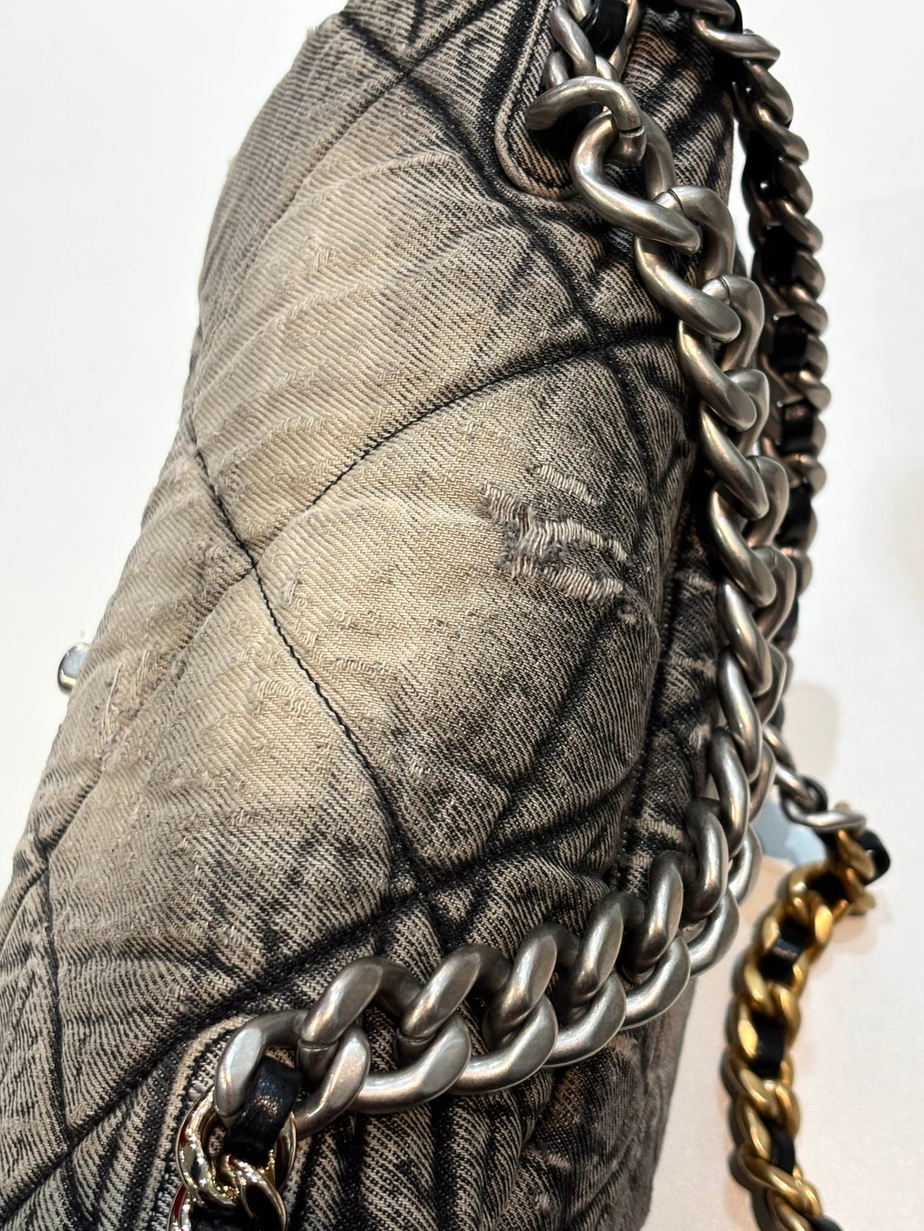 CHANEL 19 DISTRESSED DENIM BAG