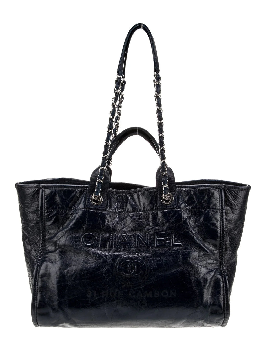 CHANEL 31 RUE CAMBON GLAZED CALFSKIN LEATHER DEAUVILLE TOTE