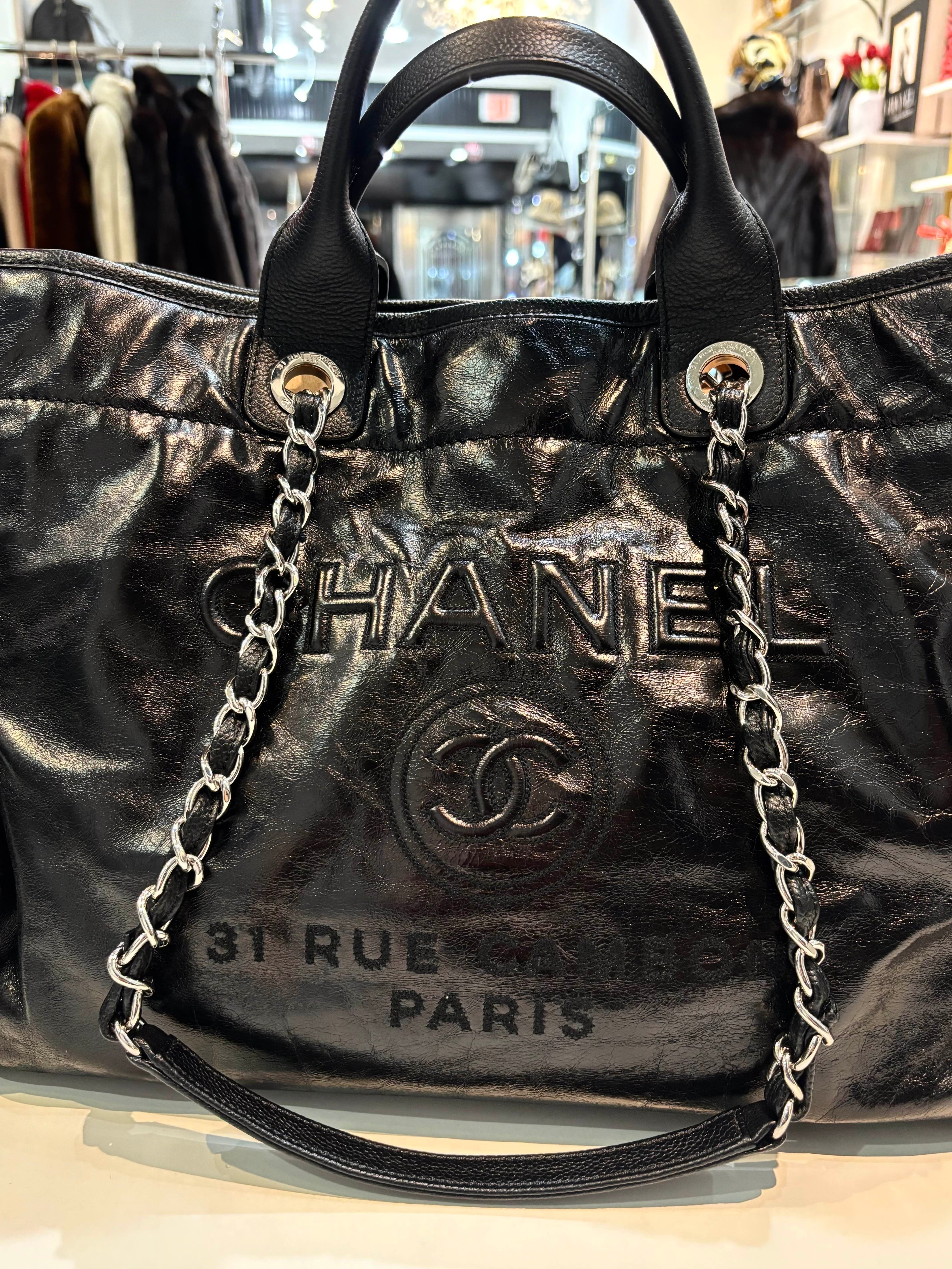 CHANEL 31 RUE CAMBON GLAZED CALFSKIN LEATHER DEAUVILLE TOTE