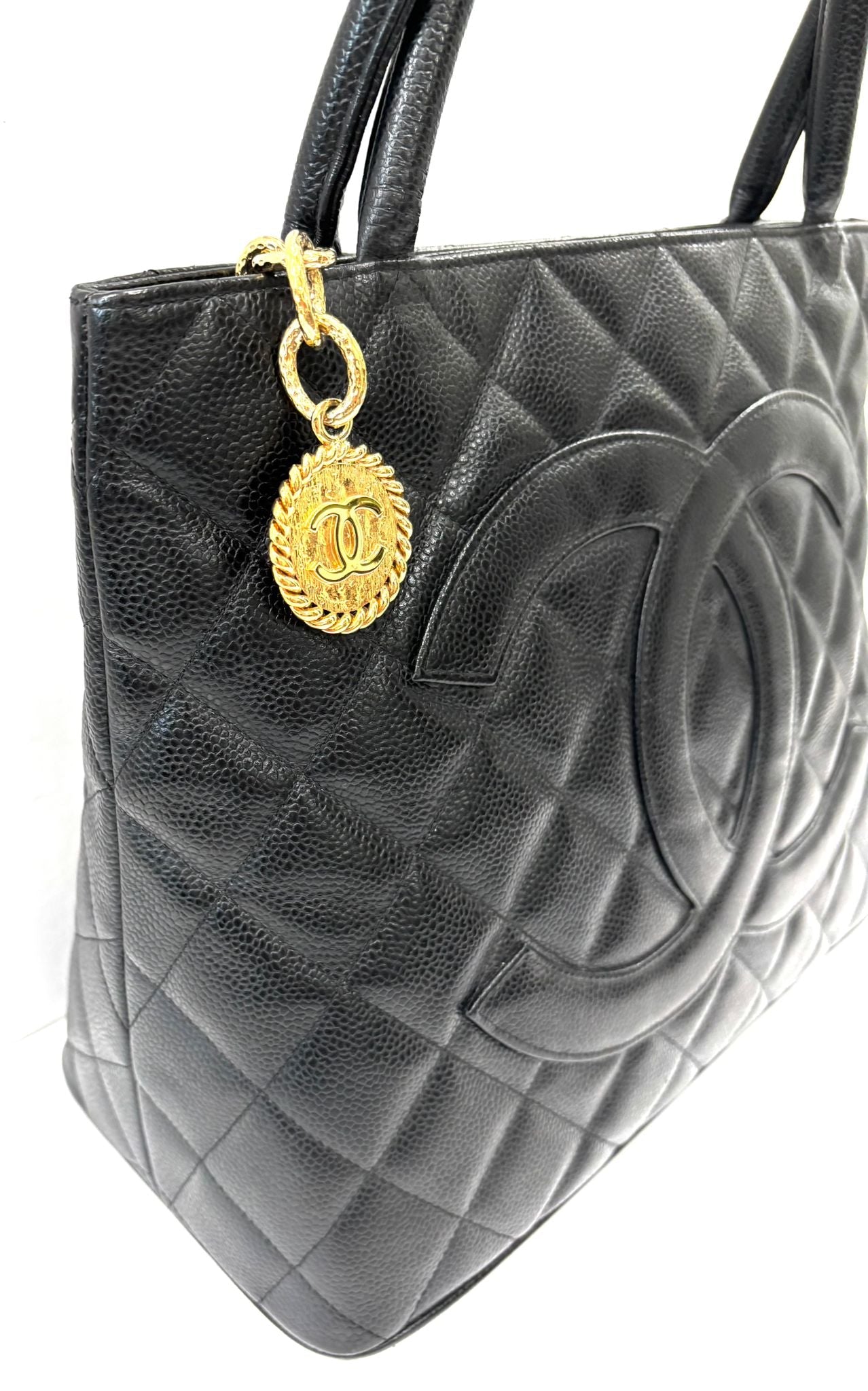 CHANEL CAVIAR QUILTED MEDALLION TOTE BAG