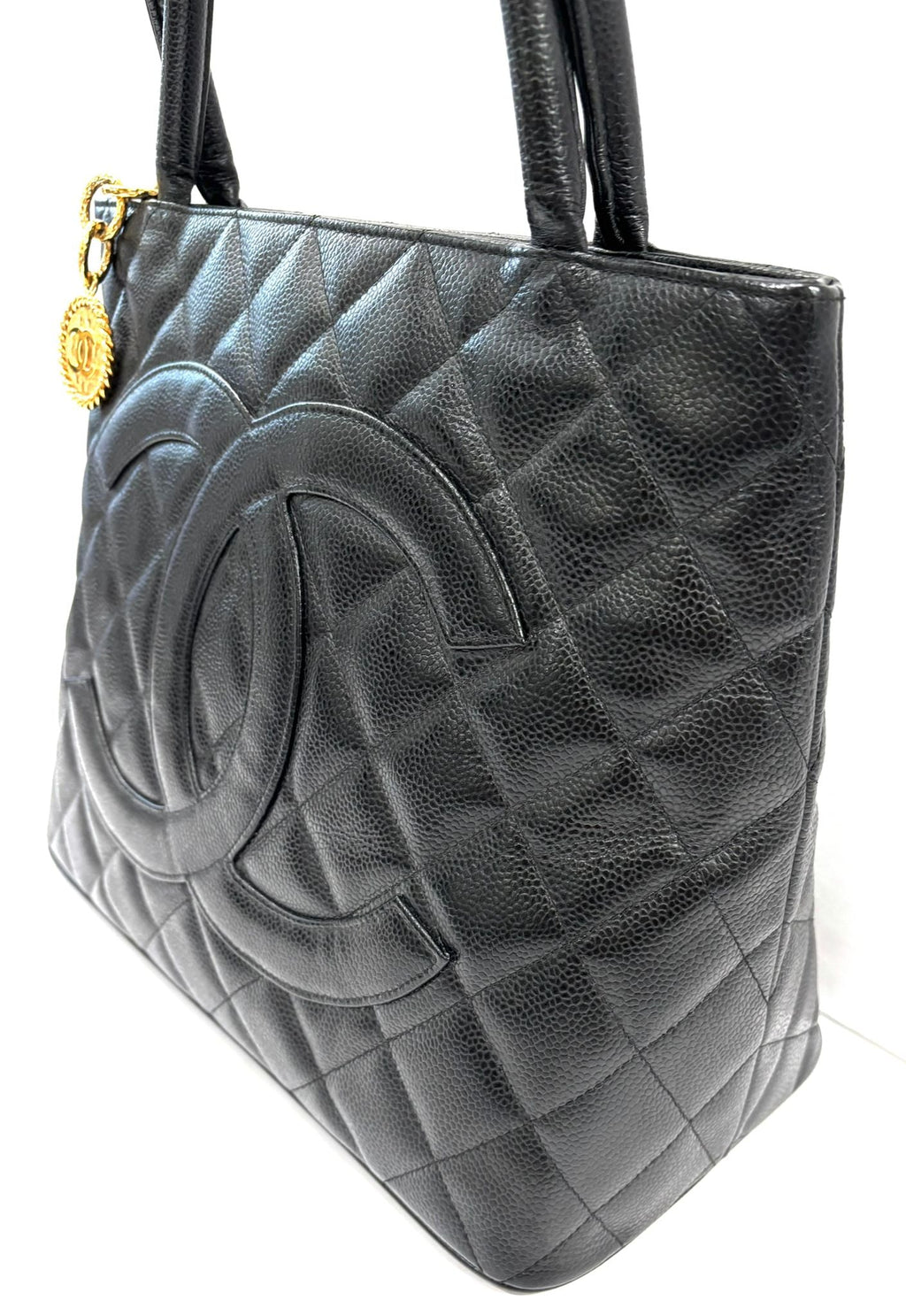 CHANEL CAVIAR QUILTED MEDALLION TOTE BAG