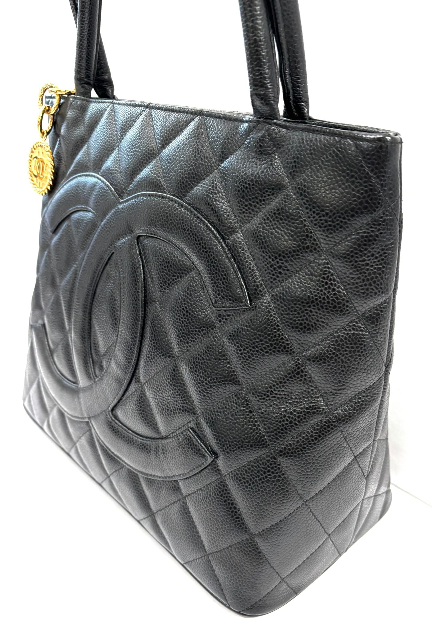 CHANEL CAVIAR QUILTED MEDALLION TOTE BAG