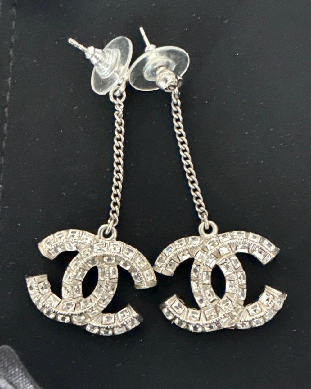 CHANEL BAGUETTE CRYSTAL CC DROP EARRINGS