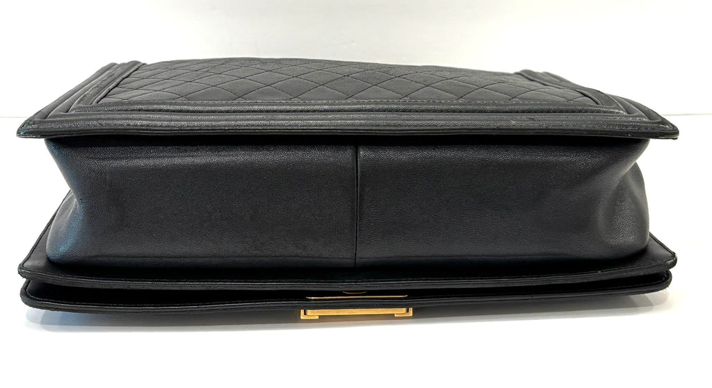 CHANEL LAMBSKIN QUILTED LARGE BOY FLAP BAG