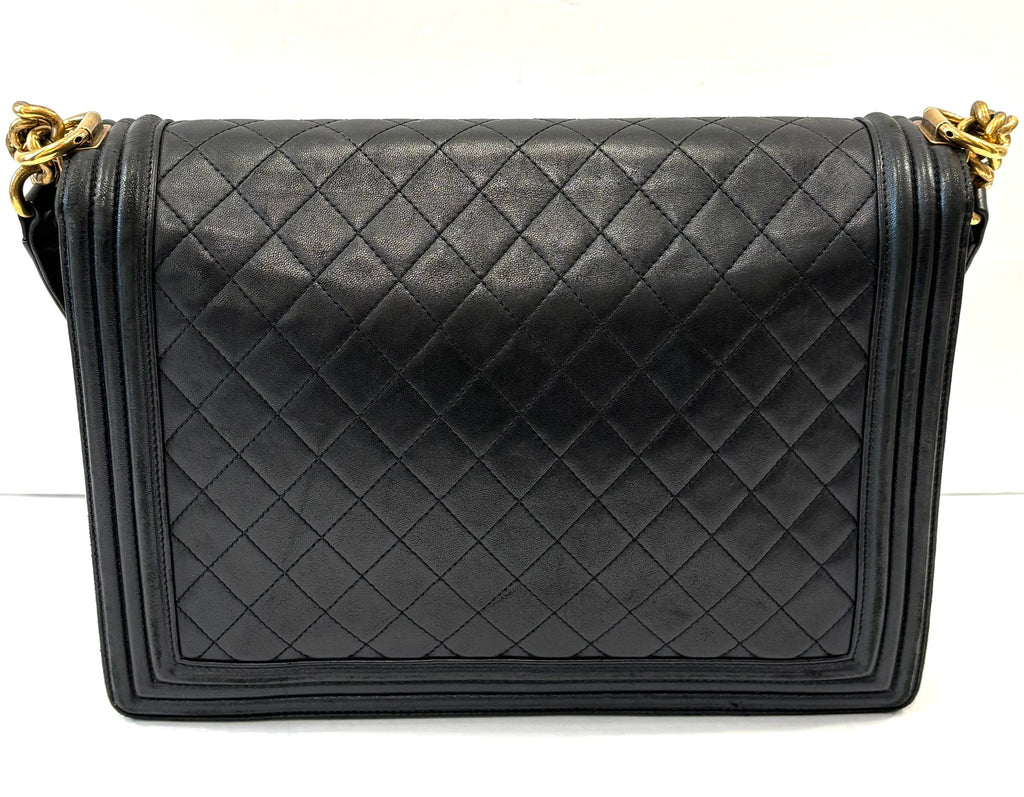 CHANEL LAMBSKIN QUILTED LARGE BOY FLAP BAG