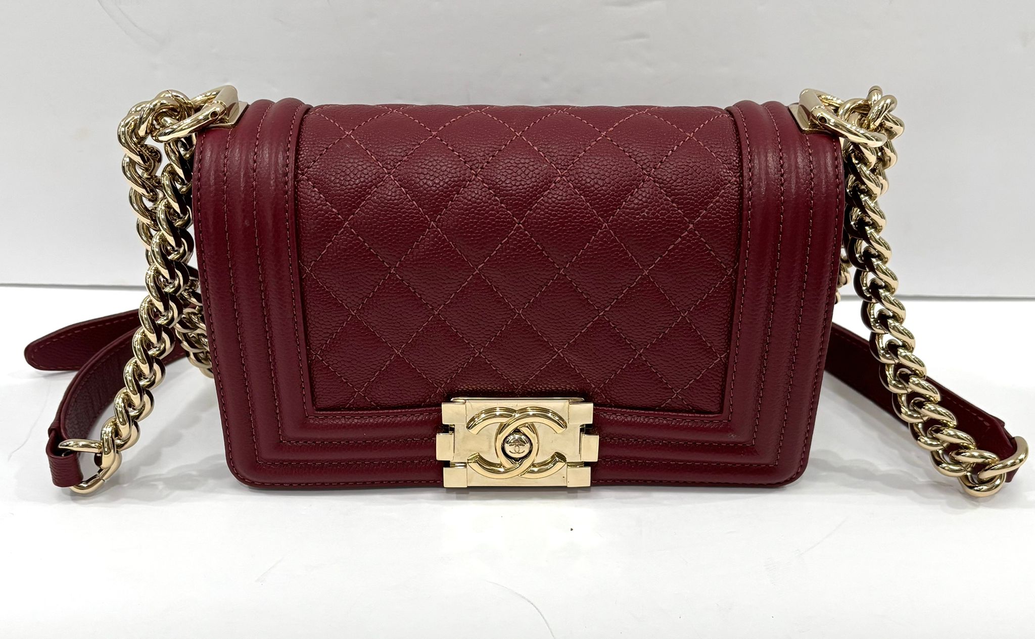 CHANEL QUILTED CAVIAR LEATHER LE BOY MINI BAG