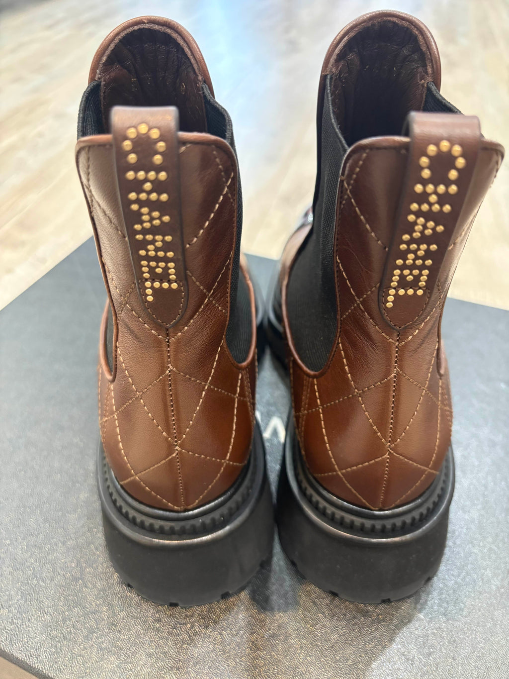 CHANEL QUILTED CALFSKIN LEATHER CHELSEA BOOTS