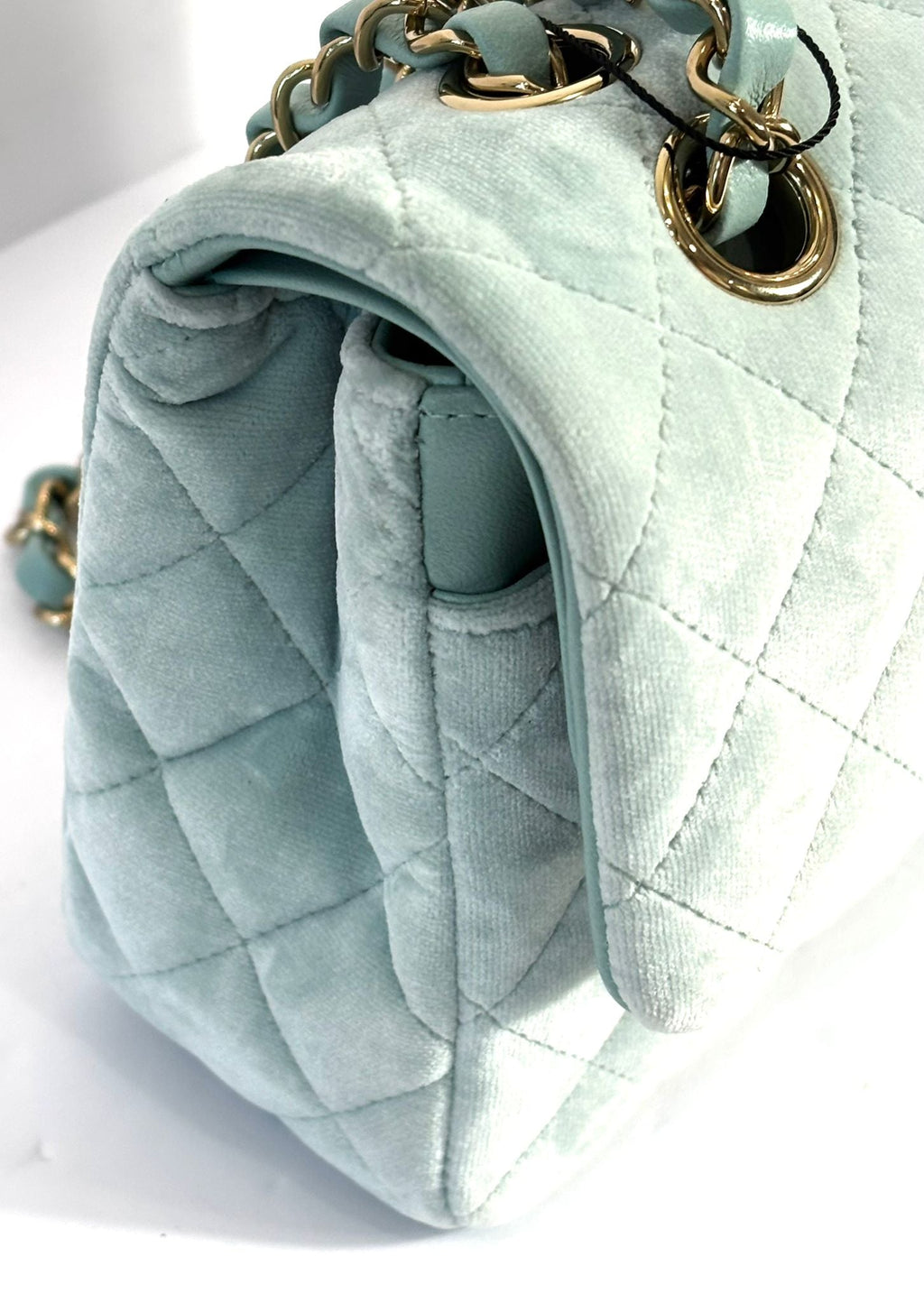 CHANEL VELVET QUILTED MINI FLAP BAG