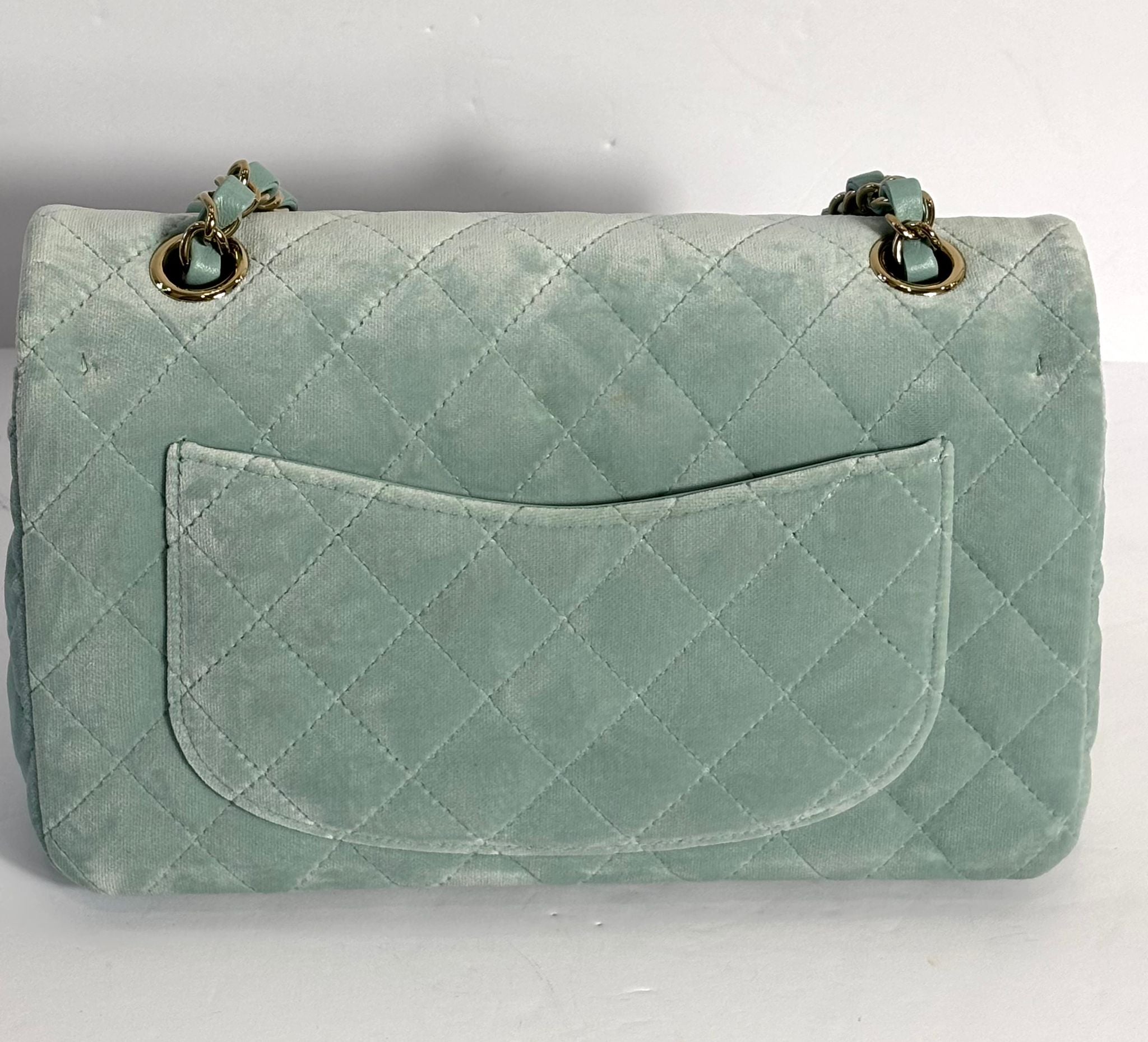 CHANEL VELVET QUILTED MINI FLAP BAG