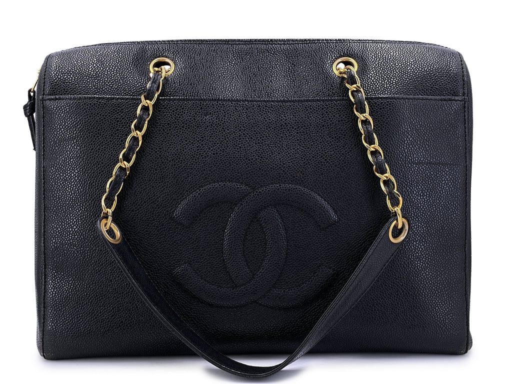 CHANEL VINTAGE TIMELESS CAVIAR LEATHER ZIPPED TOTE BAG
