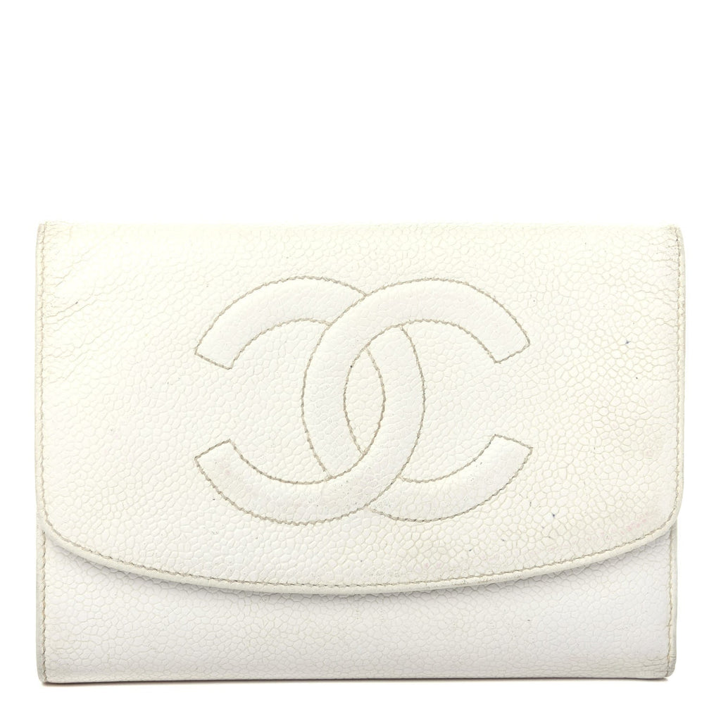 CHANEL VINTAGE WHITE CAVIAR WALLET