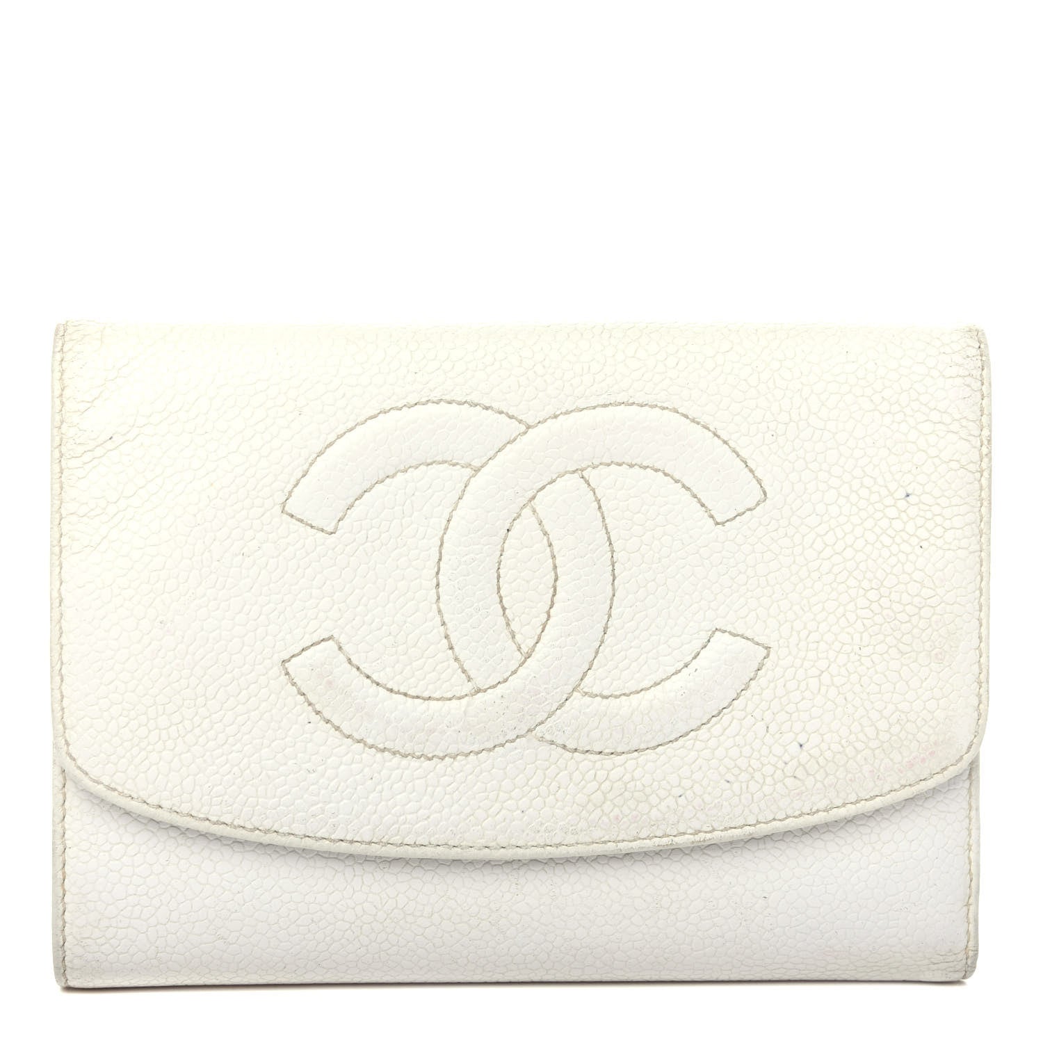 CHANEL VINTAGE WHITE CAVIAR WALLET
