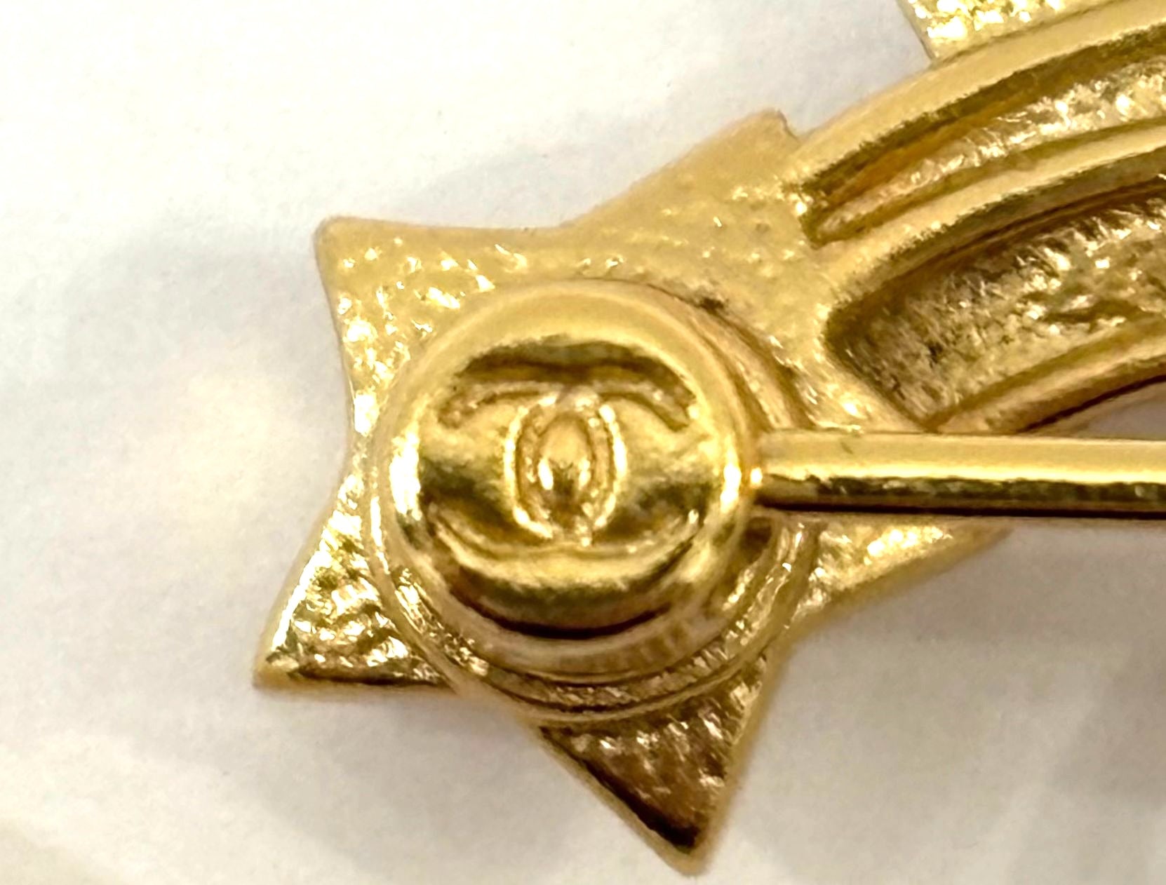 CHANEL STAR COCO MARK GOLD PLATED BROOCH