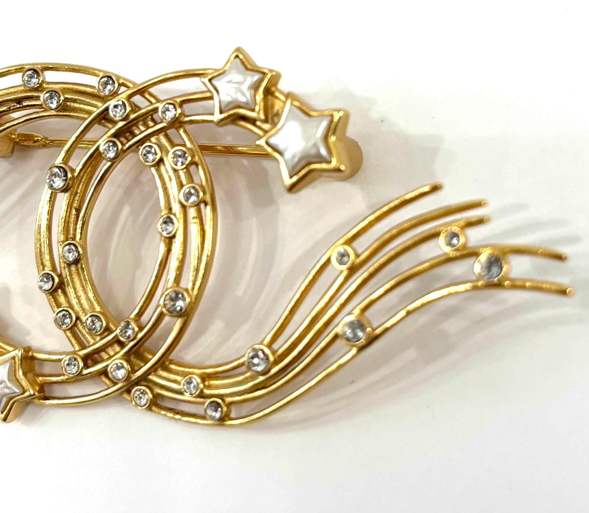 CHANEL STAR COCO MARK GOLD PLATED BROOCH