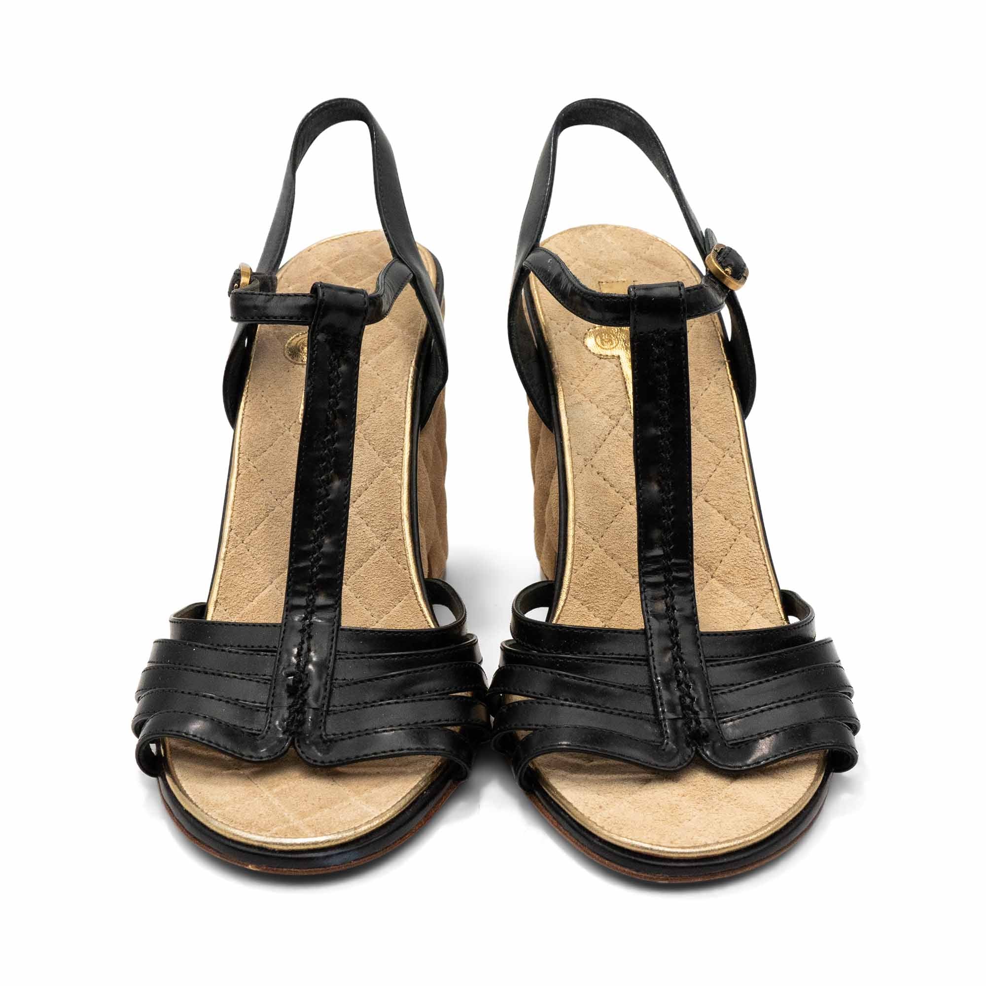 Chanel Quilted Wedge Sandals - Women's 37.5