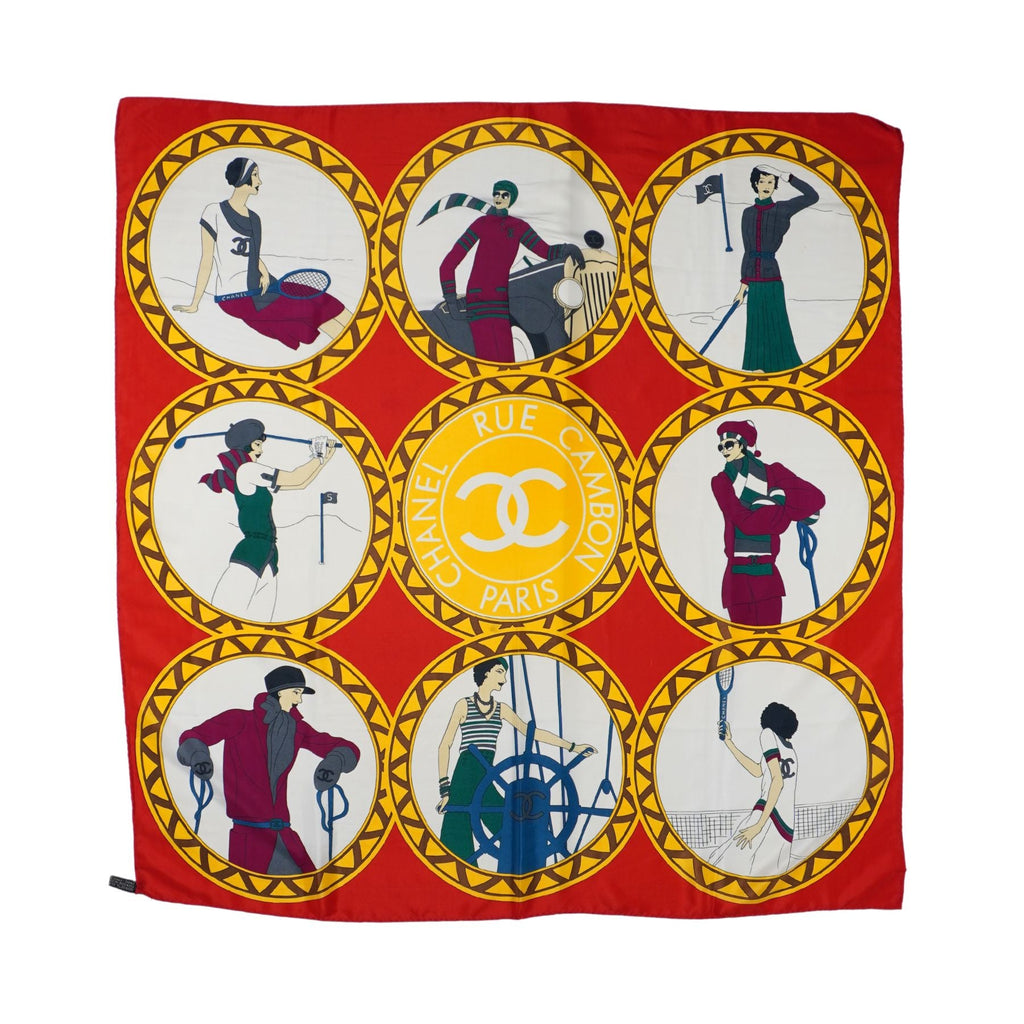 Chanel Vintage 'Rue Cambon Sporting Ladies' Scarf