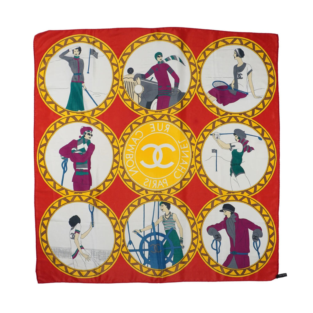 Chanel Vintage 'Rue Cambon Sporting Ladies' Scarf