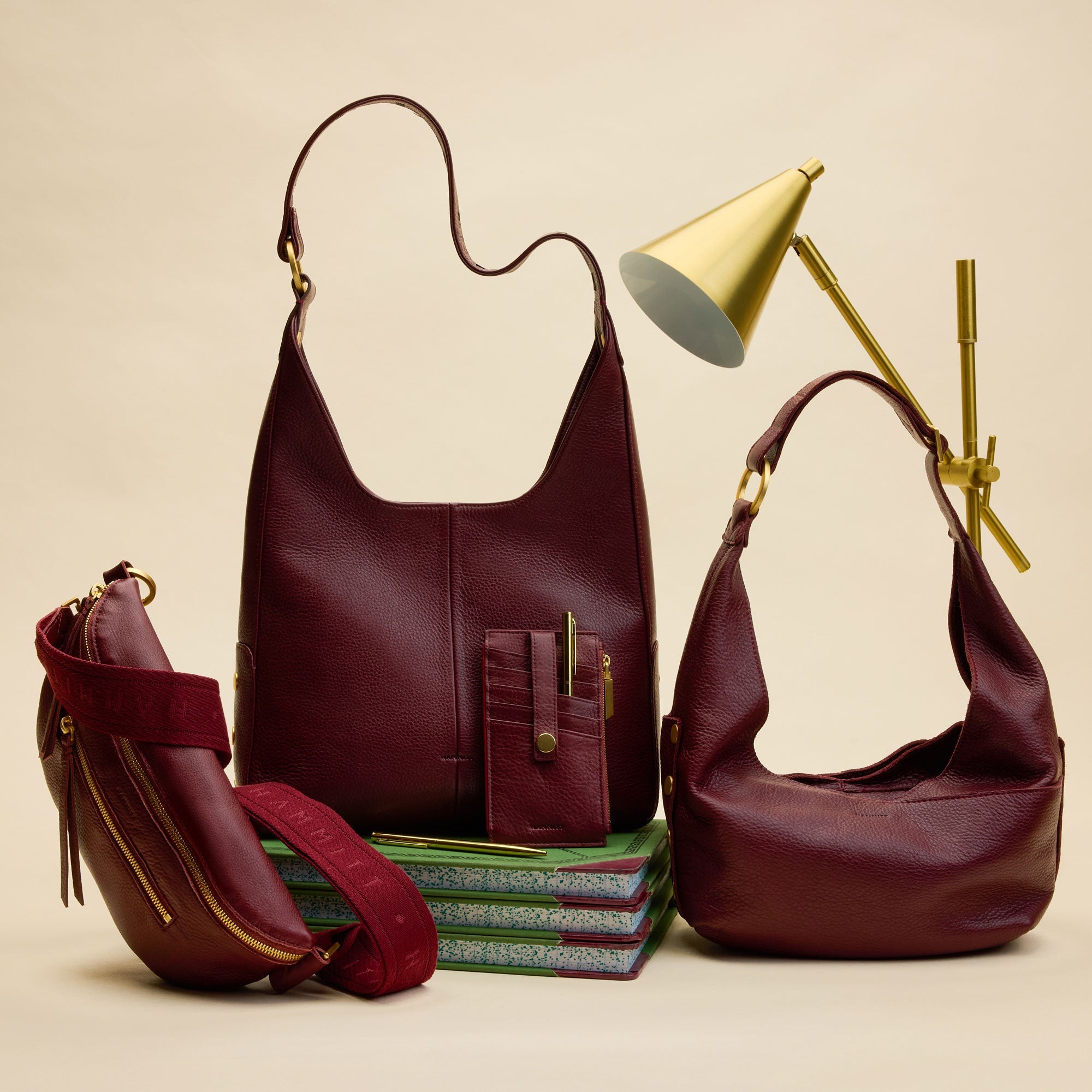 Charles Crossbody | Cherrywood Pebble/Brushed Gold | Med