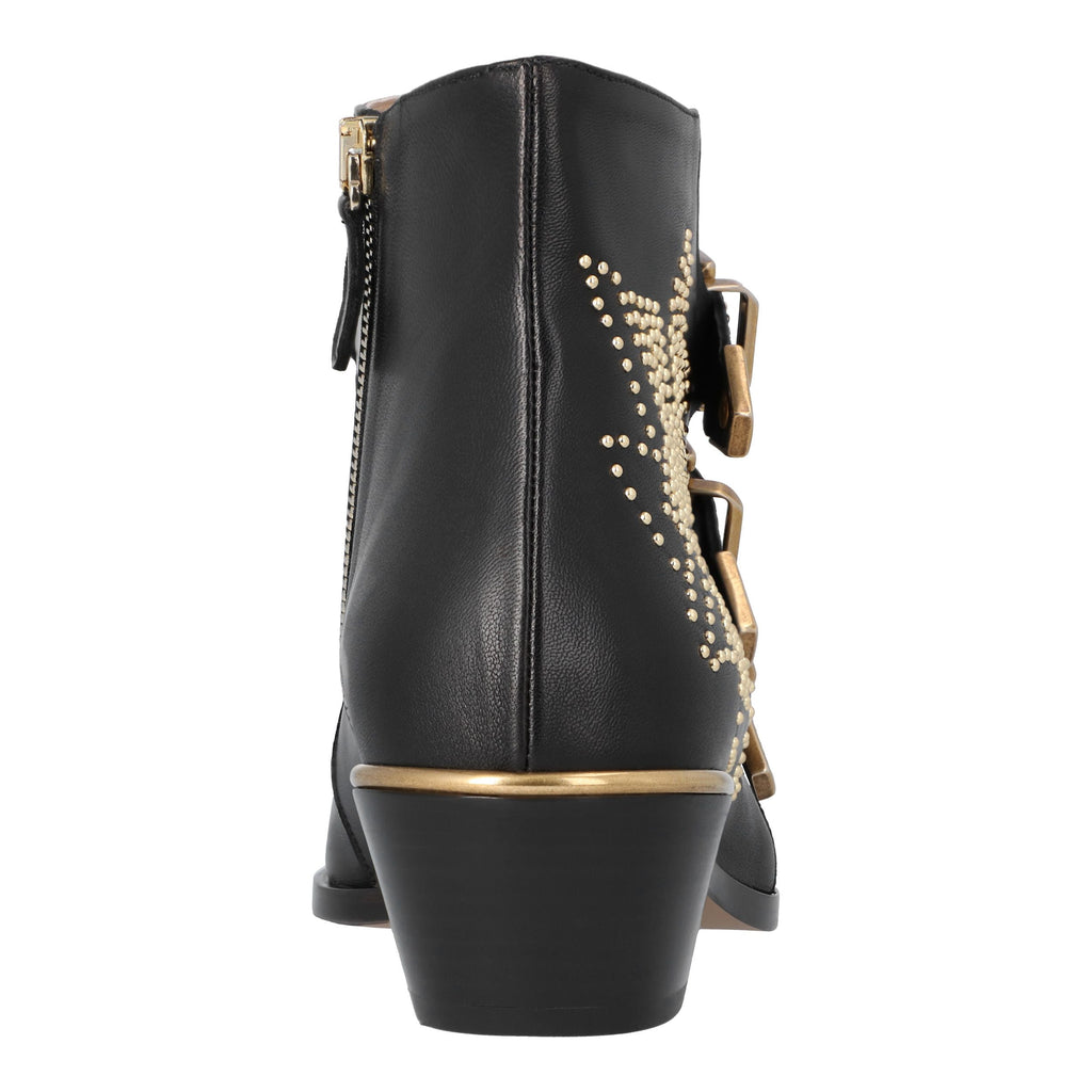 Women's Chloé women susanna short boots in black leather with gold studs