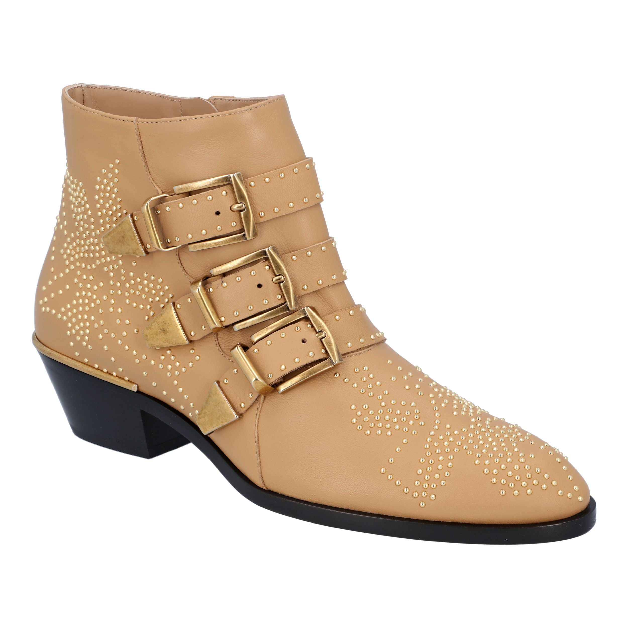 Chloé women susanna short boots in beige leather