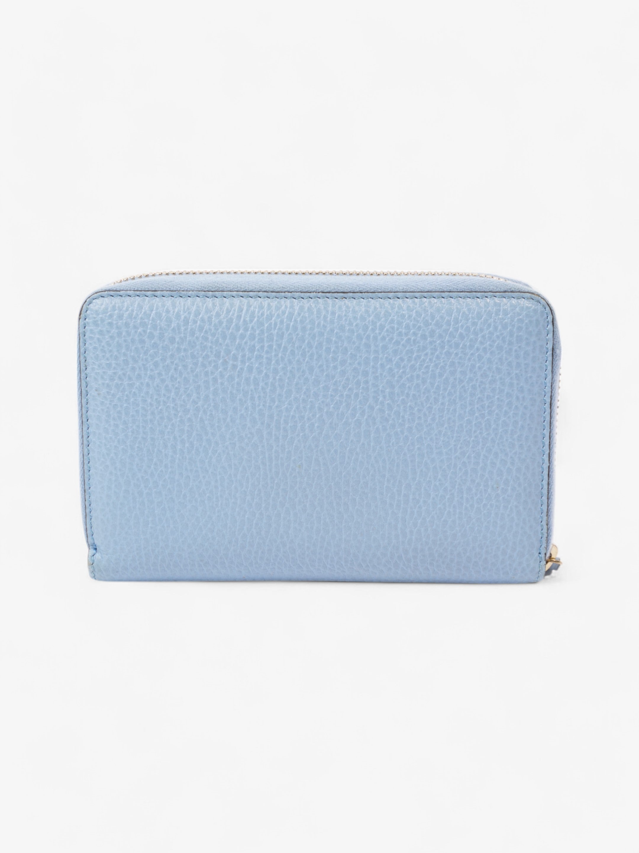 Gucci Zip Around Wallet Light Blue / Light Gold Leather Medium
