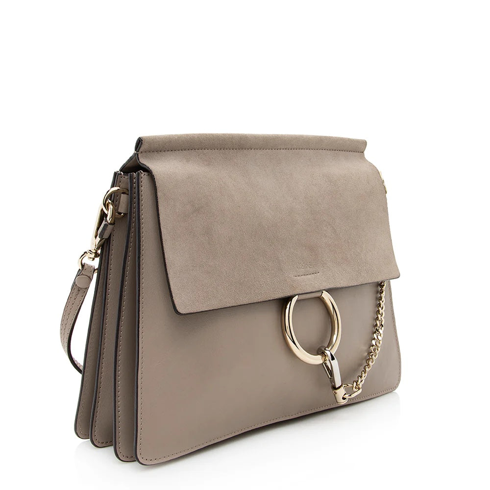 CHLOÉ FAYE MEDIUM FLAP SUEDE LEATHER CROSSBODY BAG