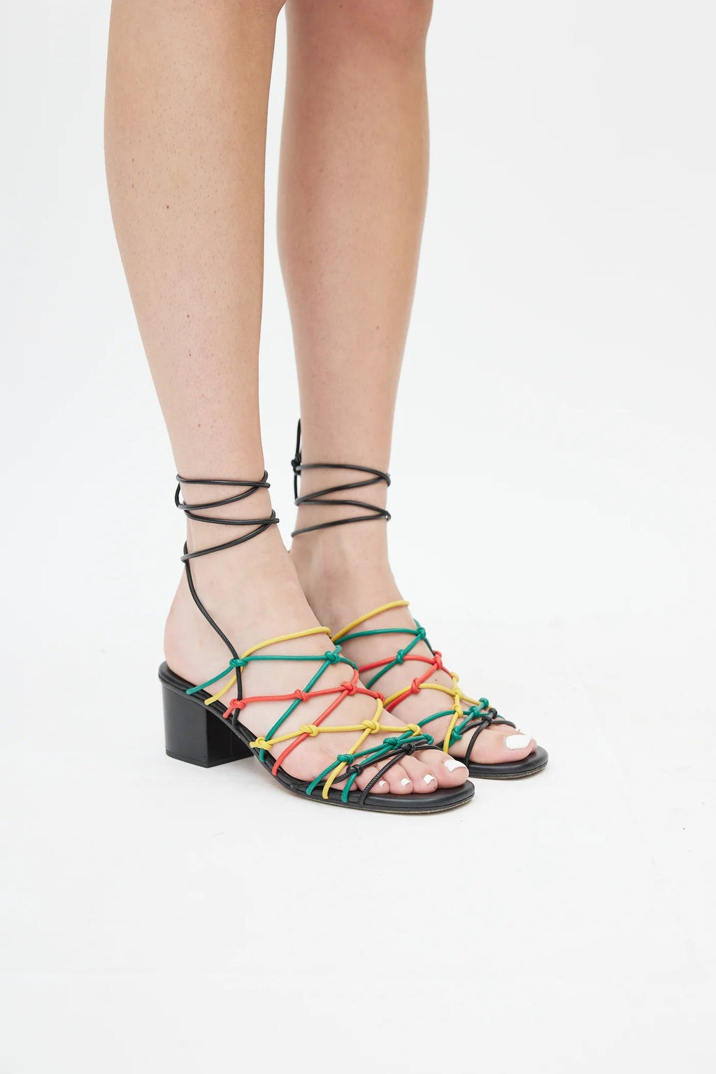 CHLOÉ JAMAICA LEATHER NET SANDALS