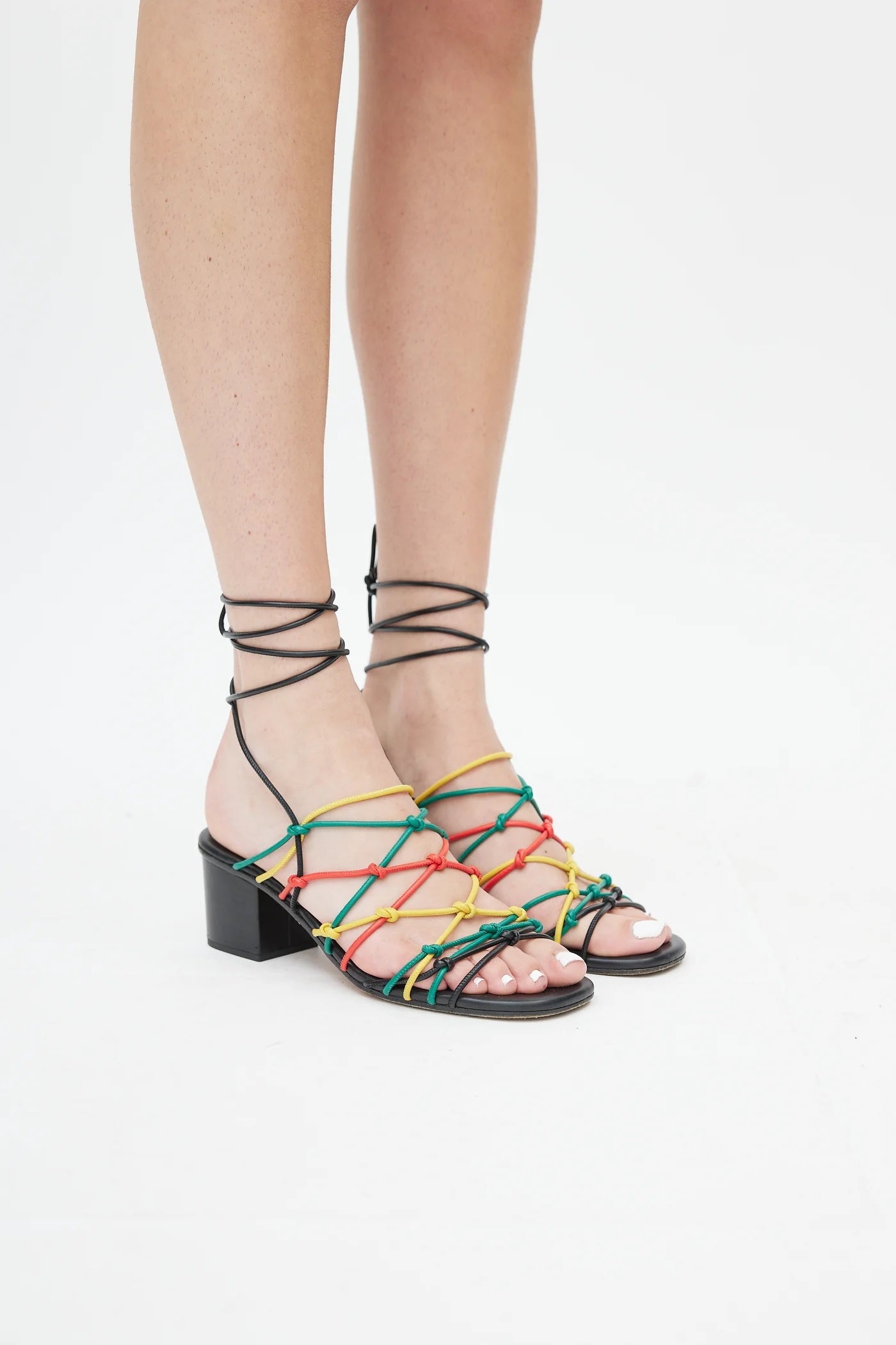 CHLOÉ JAMAICA LEATHER NET SANDALS