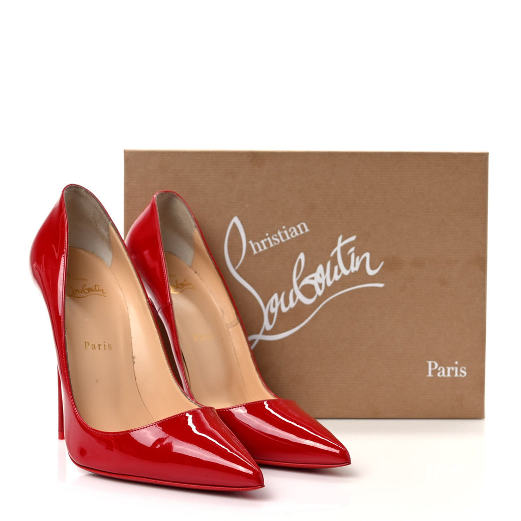 CHRISTIAN LOUBOUTIN SHINY PATENT LEATHER KATE 100 PUMPS