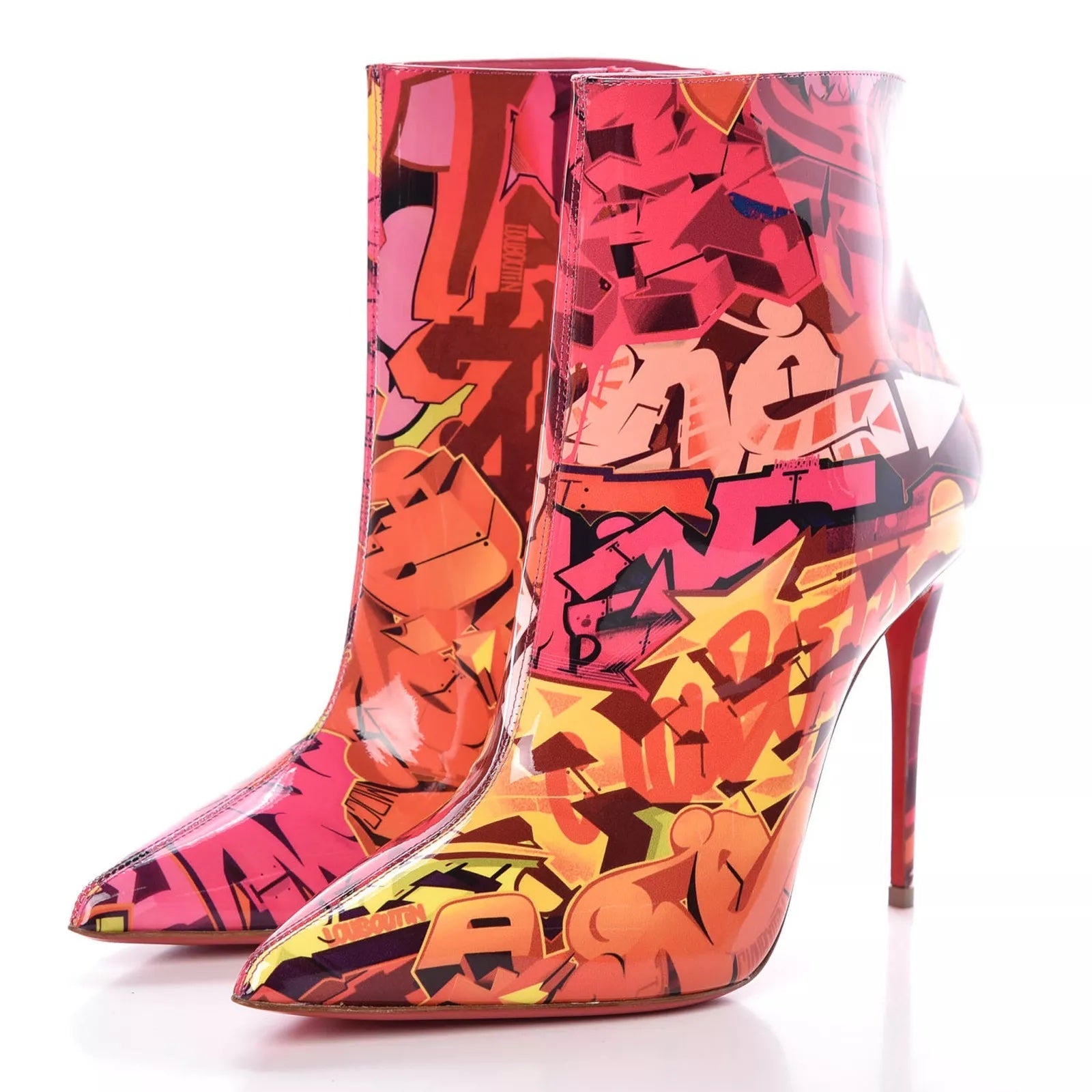 CHRISTIAN LOUBOUTIN PATENT METROGRAF SO KATE 100 ANKLE BOOTS