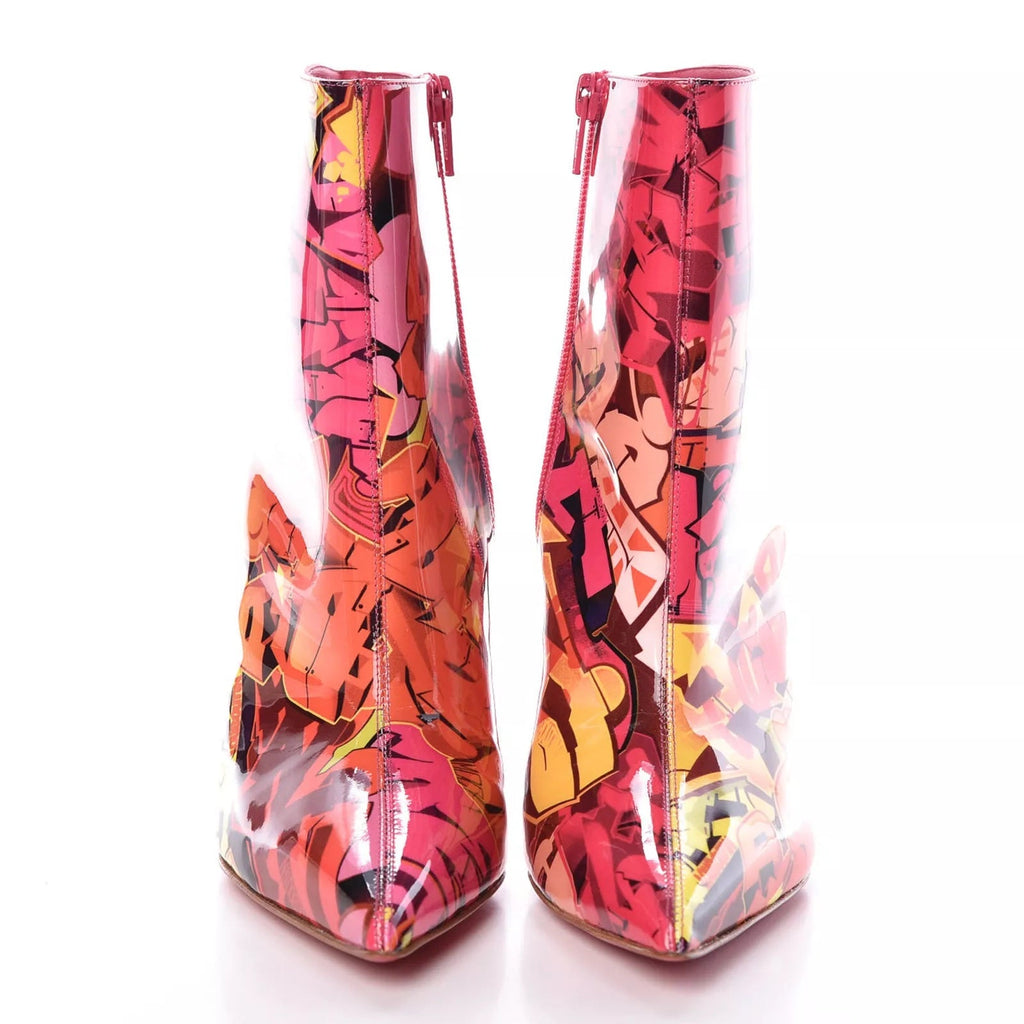 CHRISTIAN LOUBOUTIN PATENT METROGRAF SO KATE 100 ANKLE BOOTS