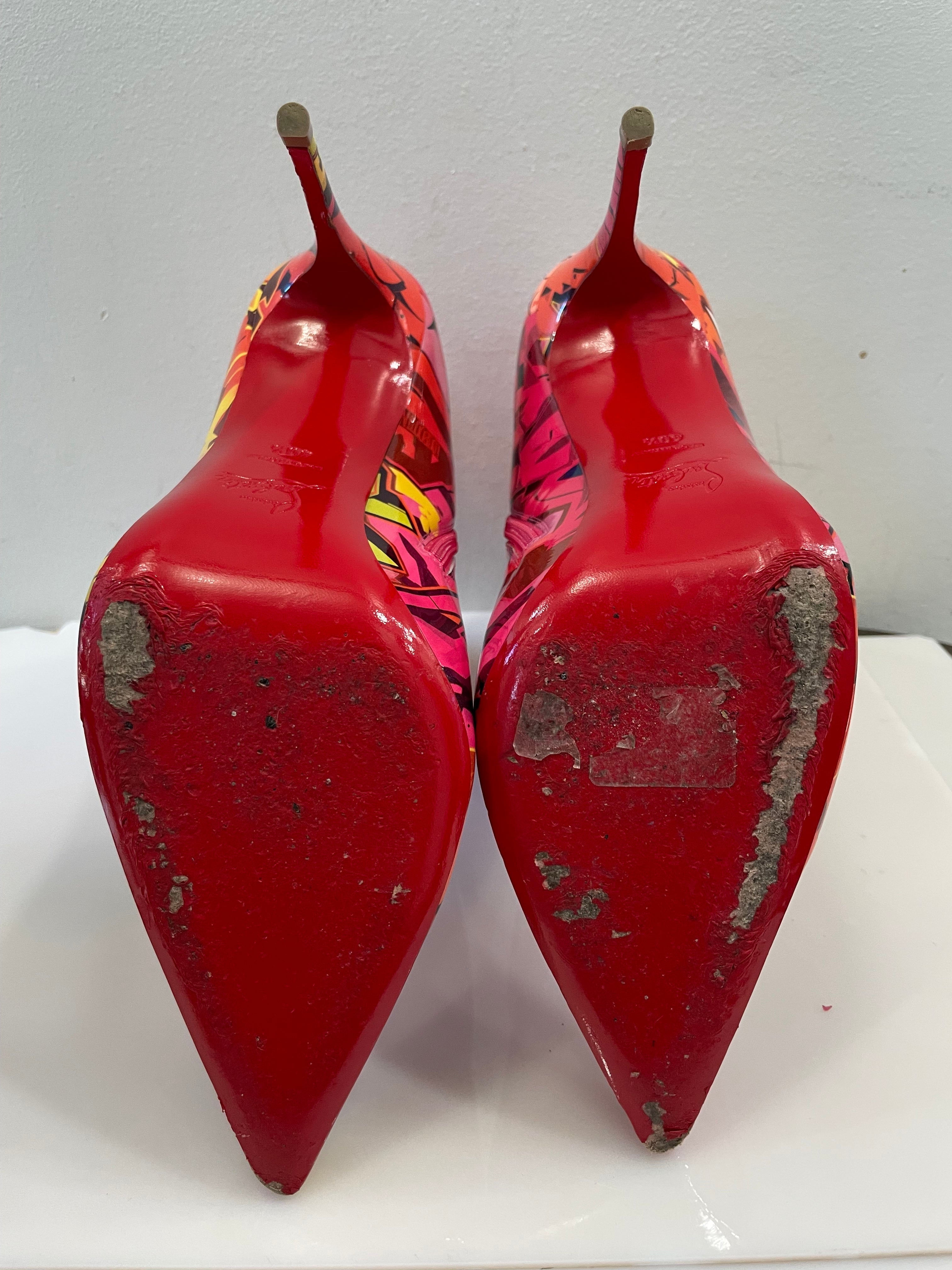CHRISTIAN LOUBOUTIN PATENT METROGRAF SO KATE 100 ANKLE BOOTS