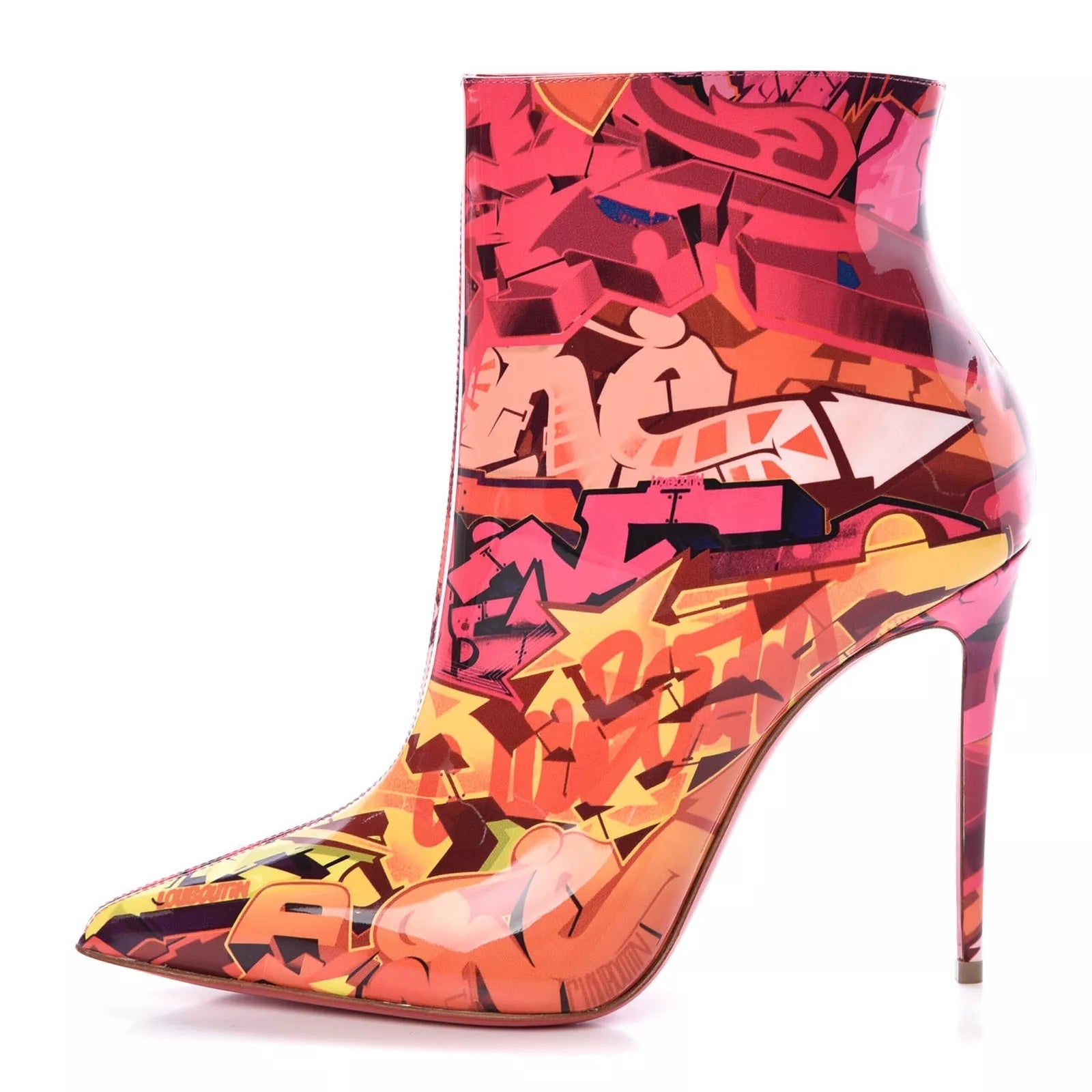 CHRISTIAN LOUBOUTIN PATENT METROGRAF SO KATE 100 ANKLE BOOTS