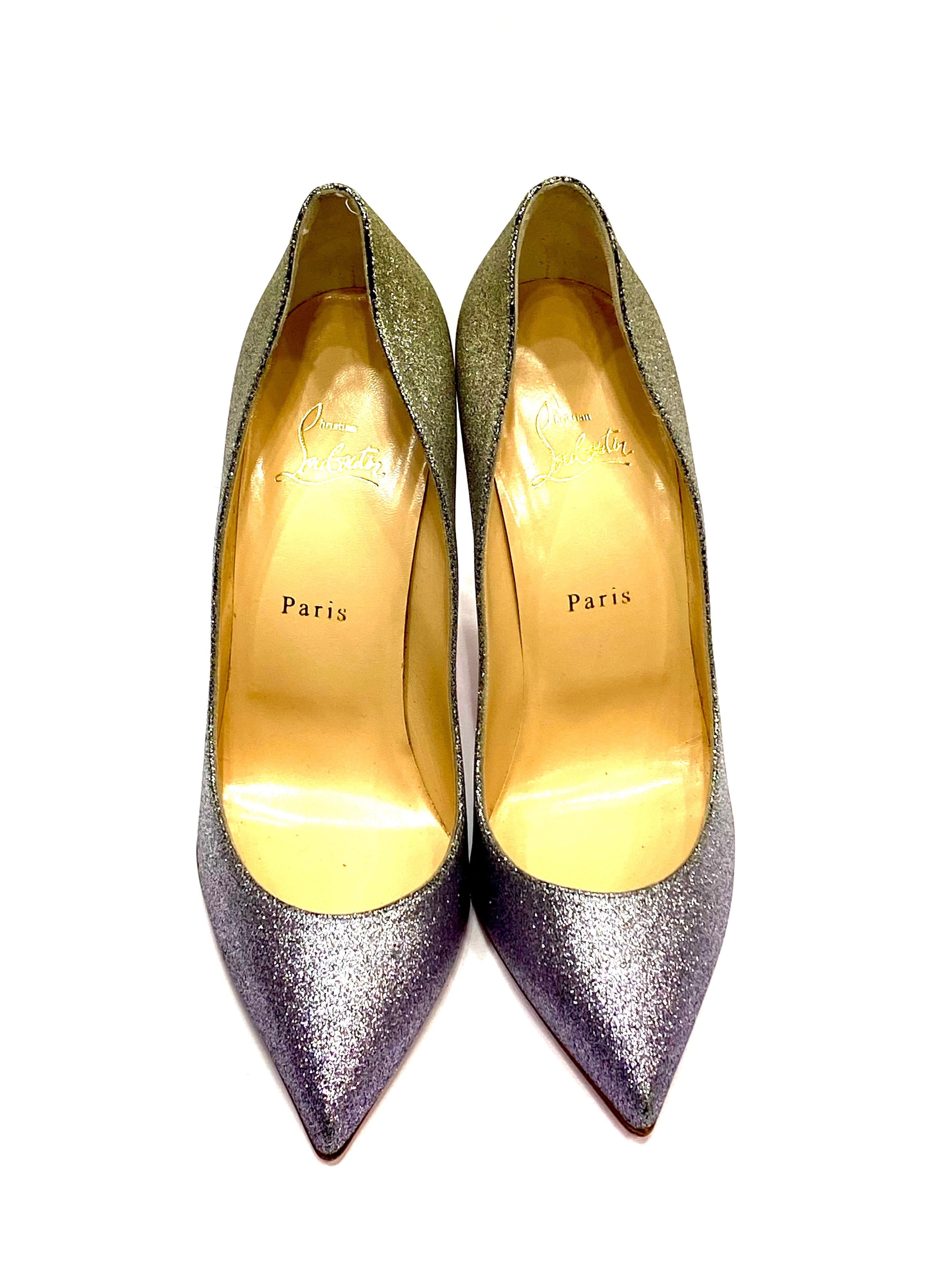 CHRISTIAN LOUBOUTIN PIGALLE FOLLIES 100 GLITTER MINI DEGRADE PUMPS