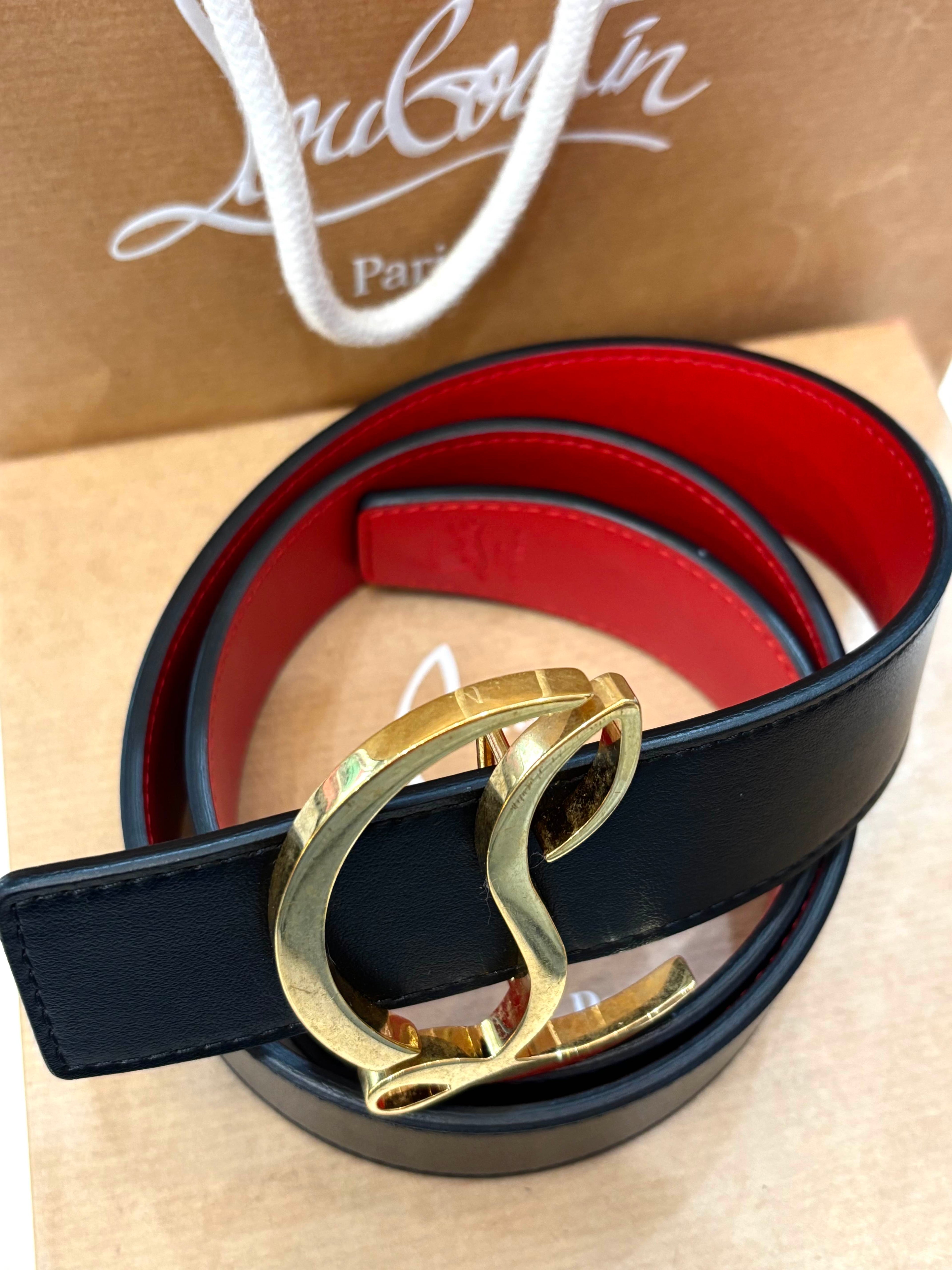 CHRISTIAN LOUBOUTIN CALFSKIN LEATHER LOGO BELT