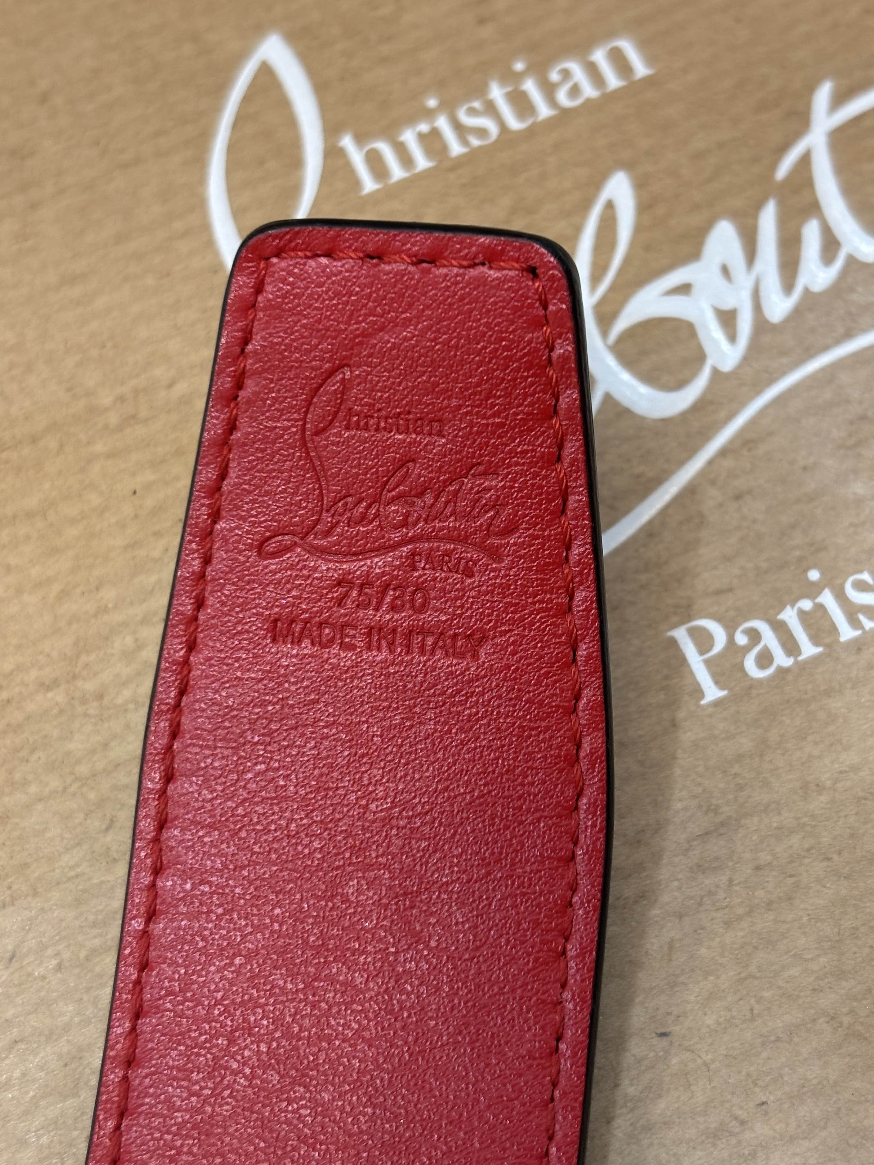 CHRISTIAN LOUBOUTIN CALFSKIN LEATHER LOGO BELT