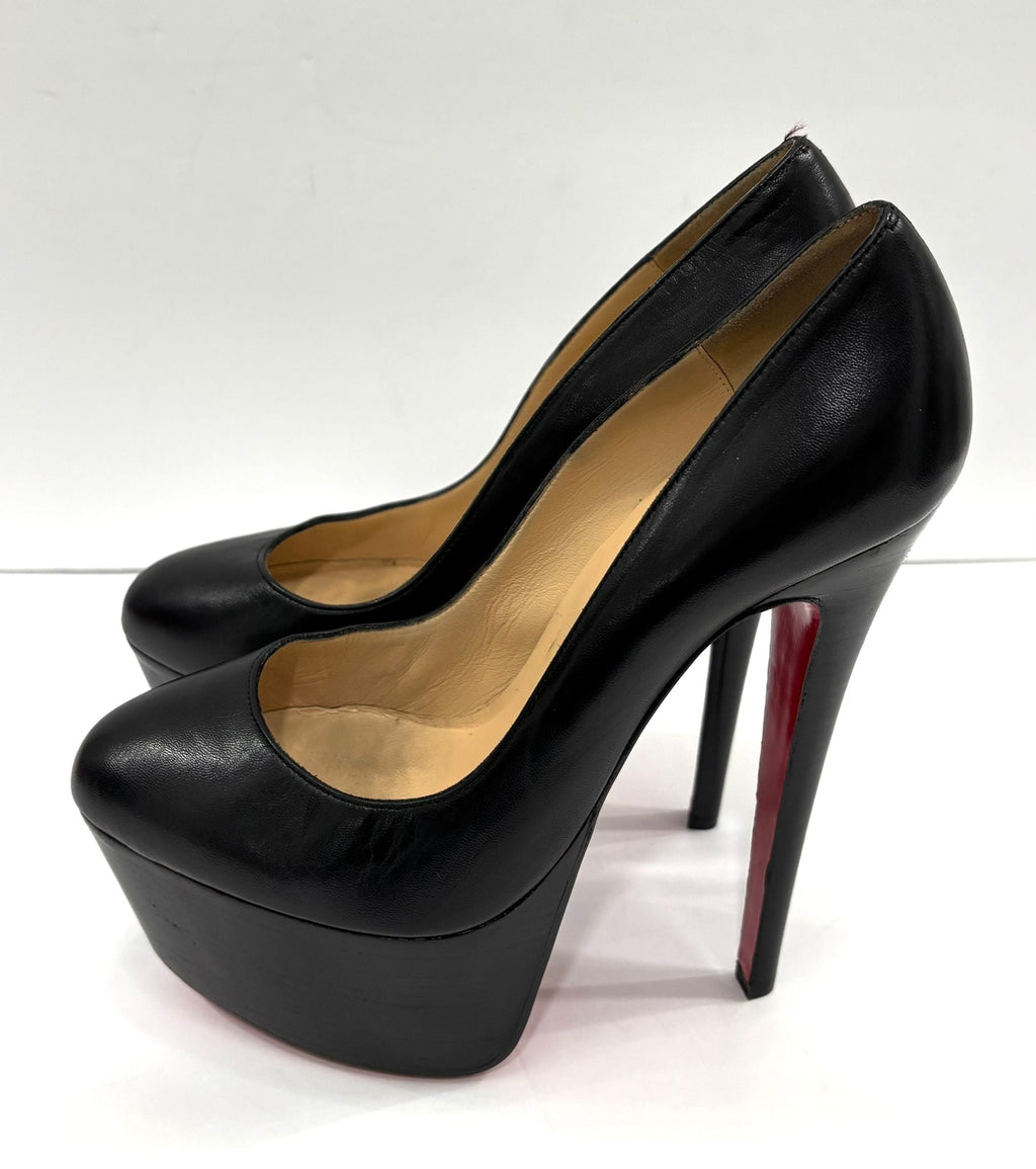 CHRISTIAN LOUBOUTIN CALFSKIN LEATHER BIANCA PLATFORM PUMPS