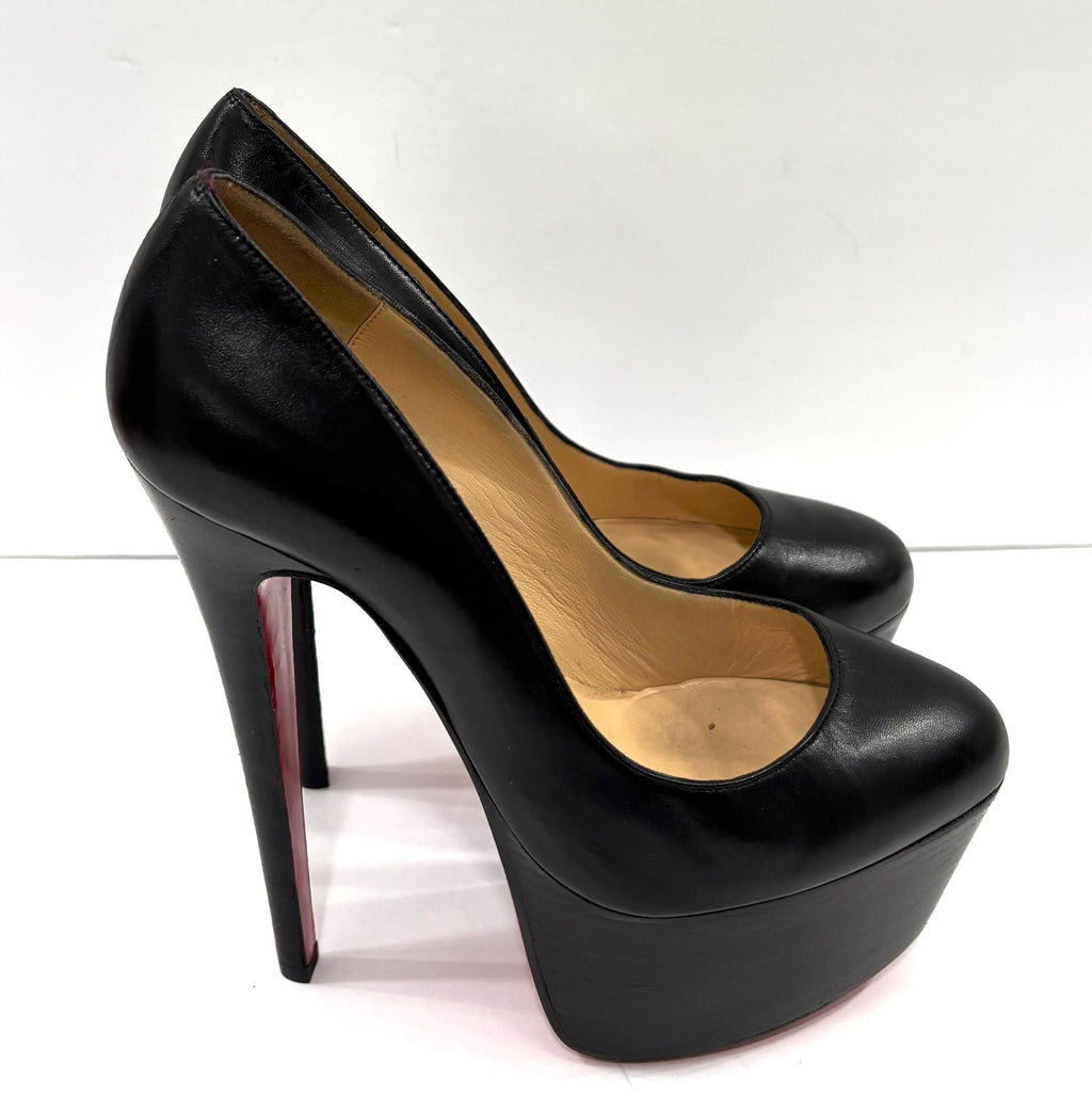 CHRISTIAN LOUBOUTIN CALFSKIN LEATHER BIANCA PLATFORM PUMPS