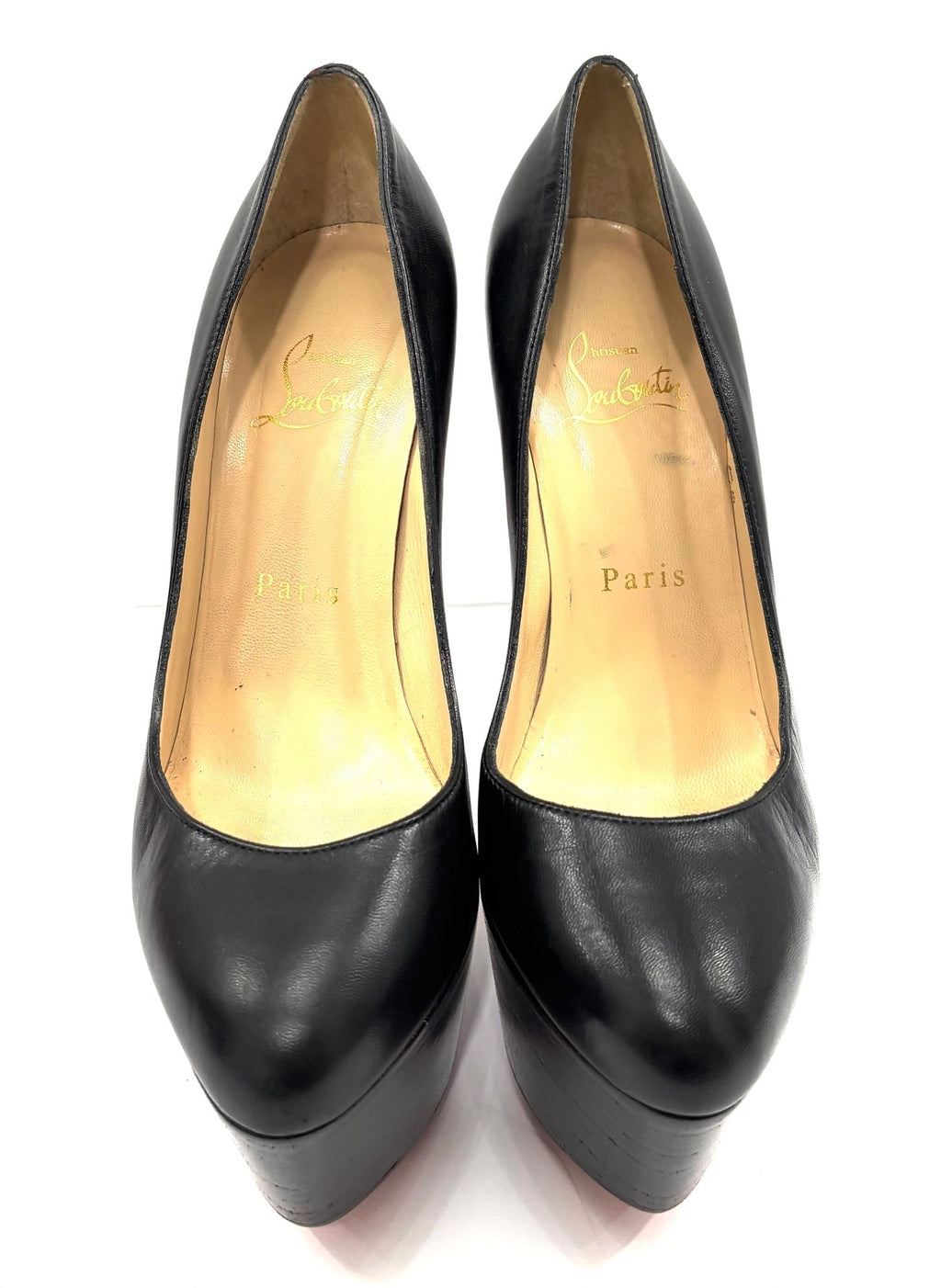 CHRISTIAN LOUBOUTIN CALFSKIN LEATHER BIANCA PLATFORM PUMPS