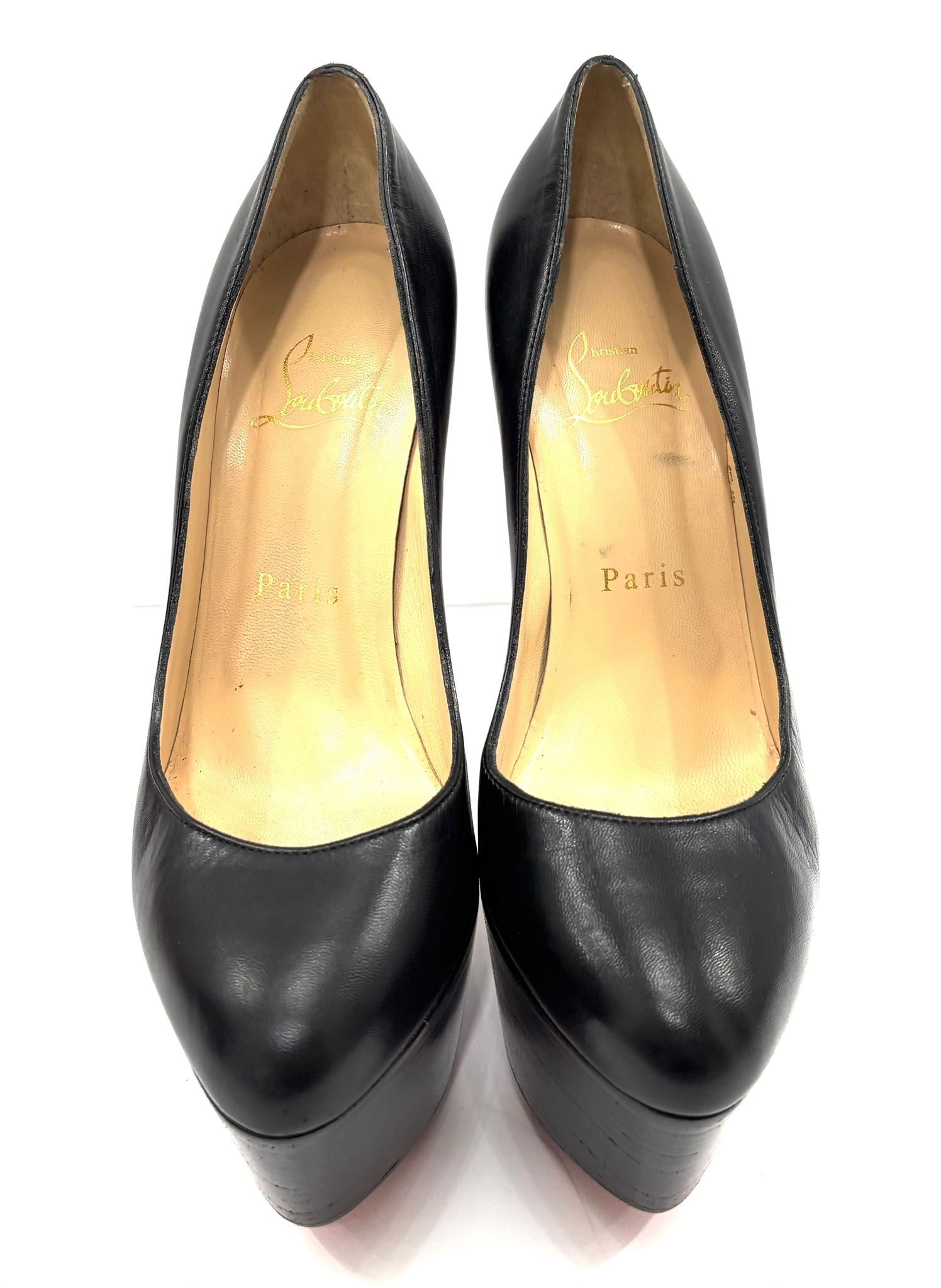 CHRISTIAN LOUBOUTIN CALFSKIN LEATHER BIANCA PLATFORM PUMPS