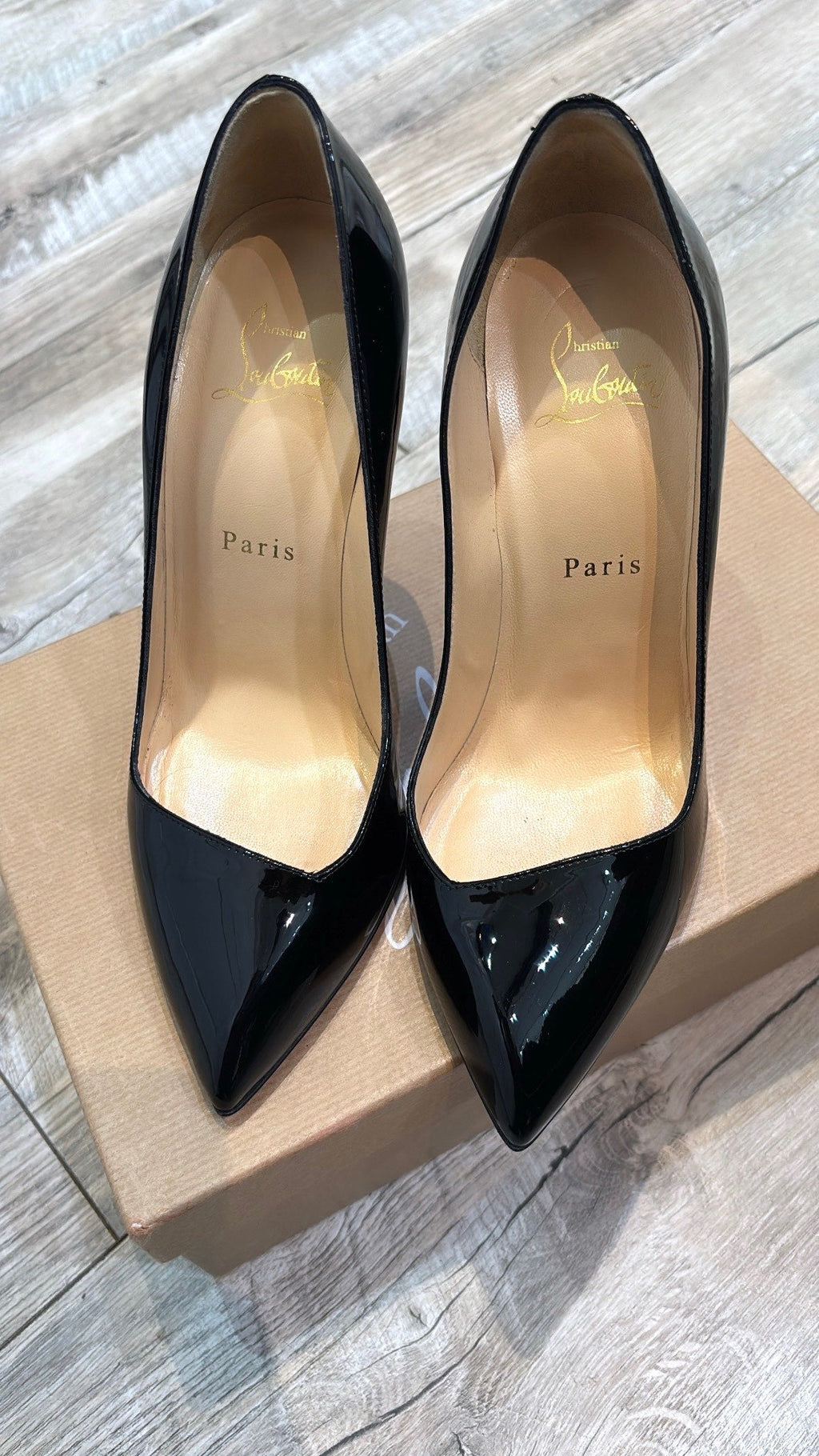 CHRISTIAN LOUBOUTIN CORNEILLE 100 PATENT PUMPS