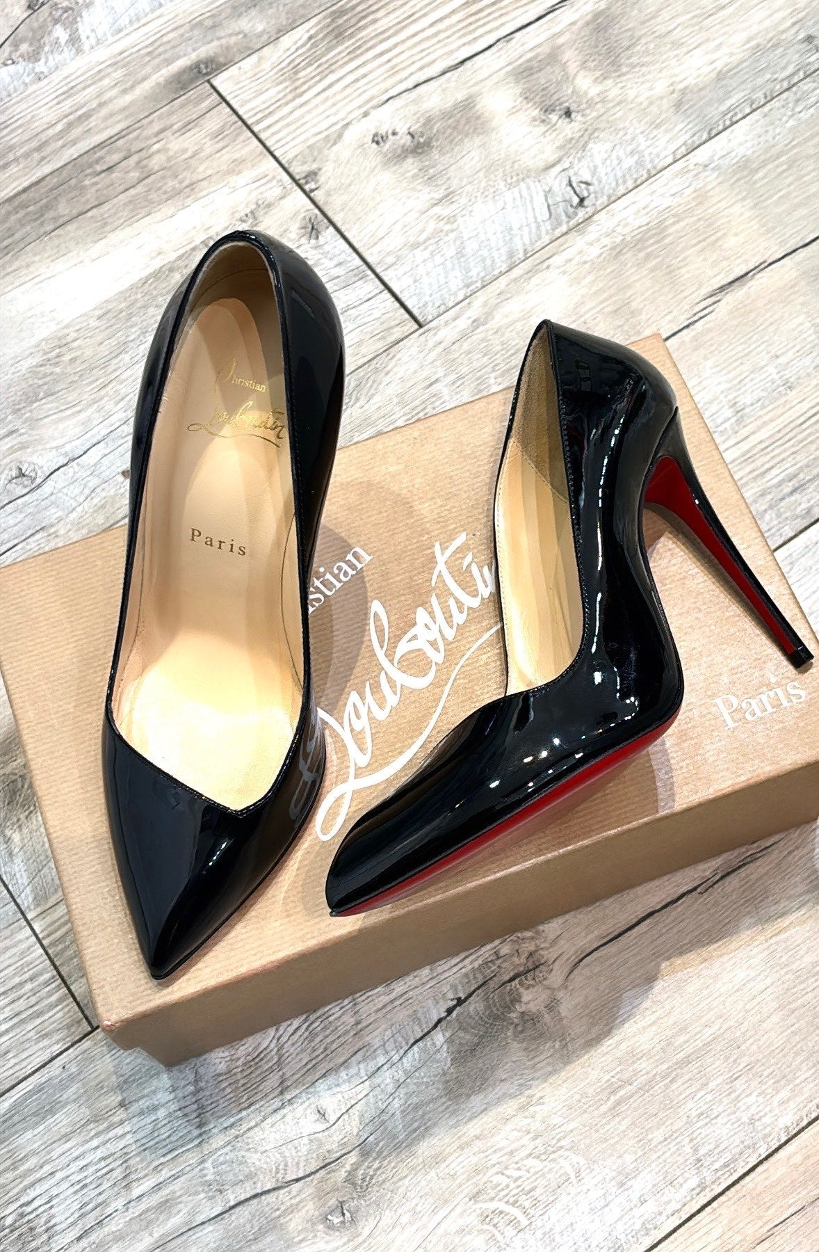 CHRISTIAN LOUBOUTIN CORNEILLE 100 PATENT PUMPS