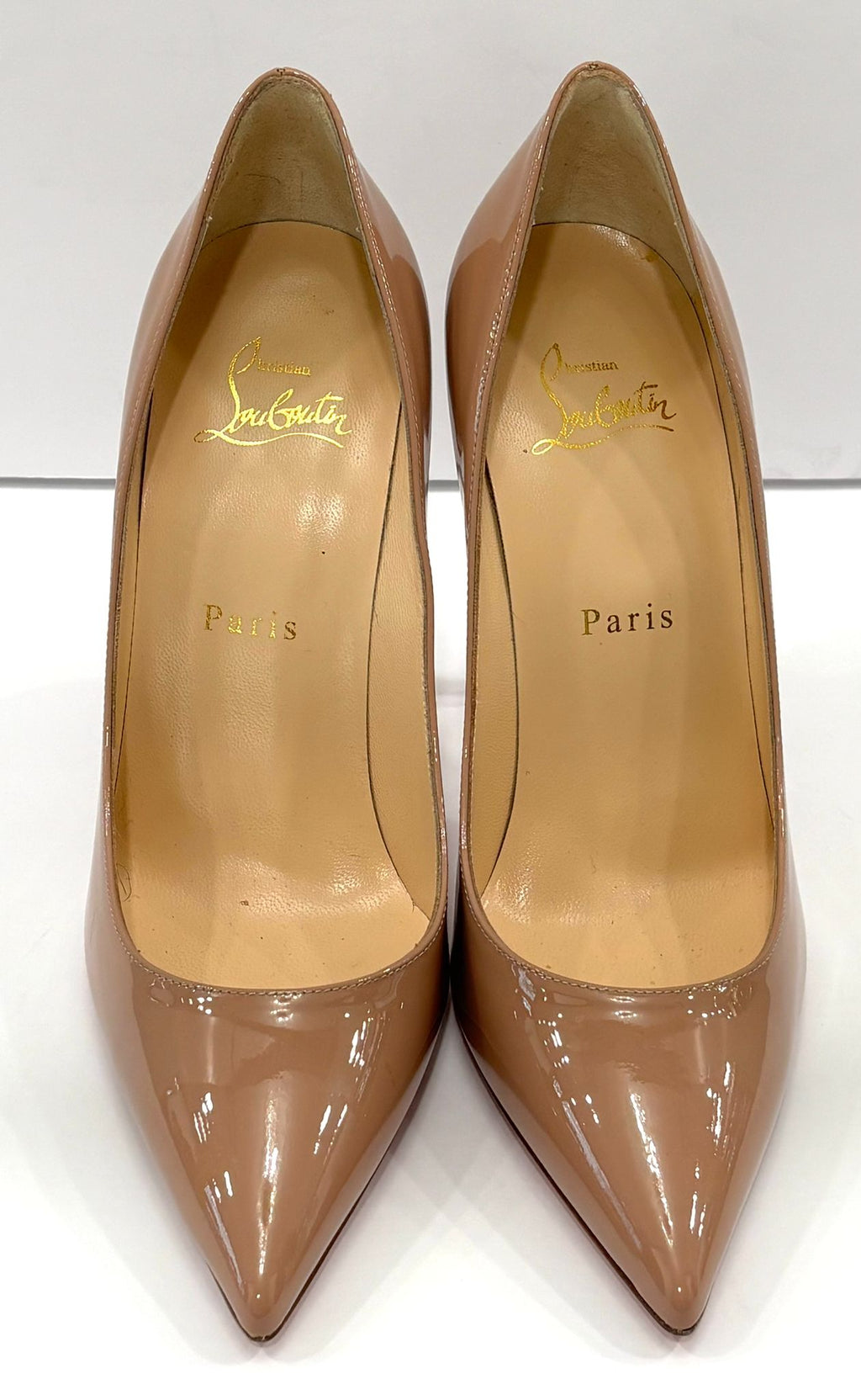 CHRISTIAN LOUBOUTIN KATE 100 PATENT LEATHER POINTED HEELS