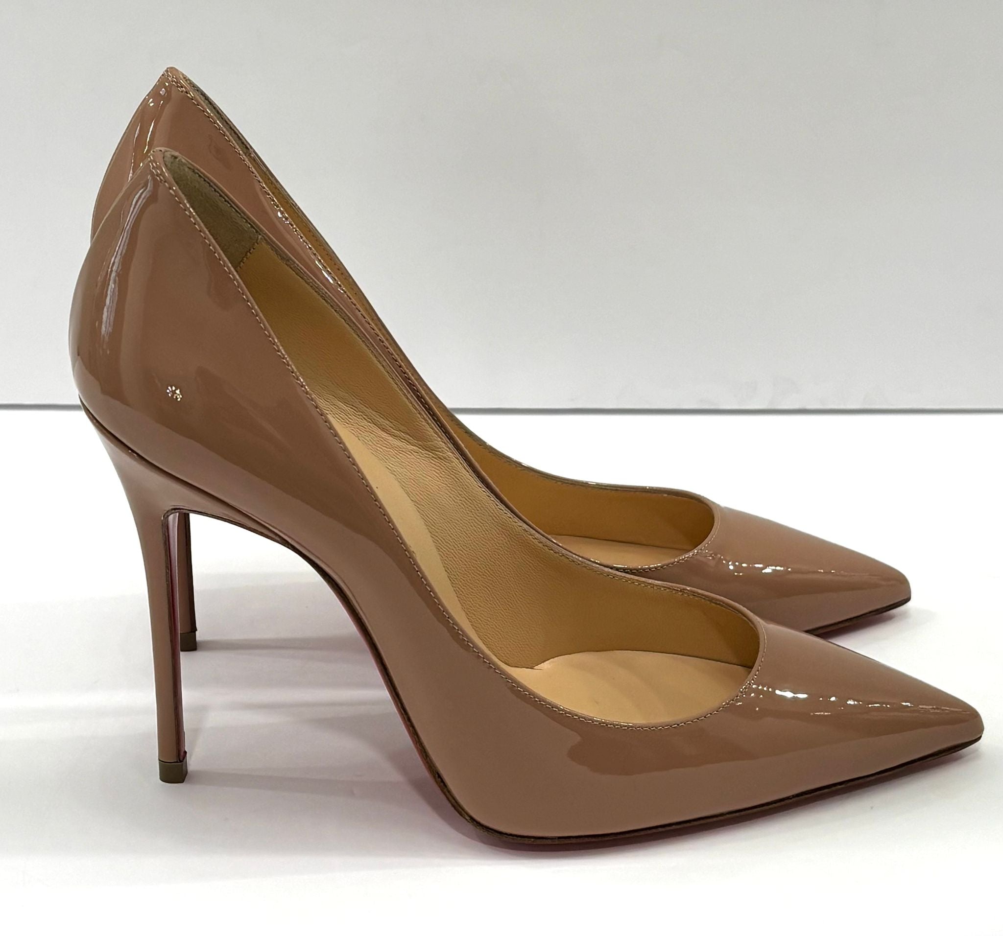 CHRISTIAN LOUBOUTIN KATE 100 PATENT LEATHER POINTED HEELS