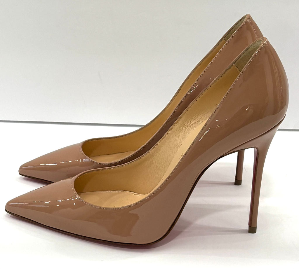 CHRISTIAN LOUBOUTIN KATE 100 PATENT LEATHER POINTED HEELS