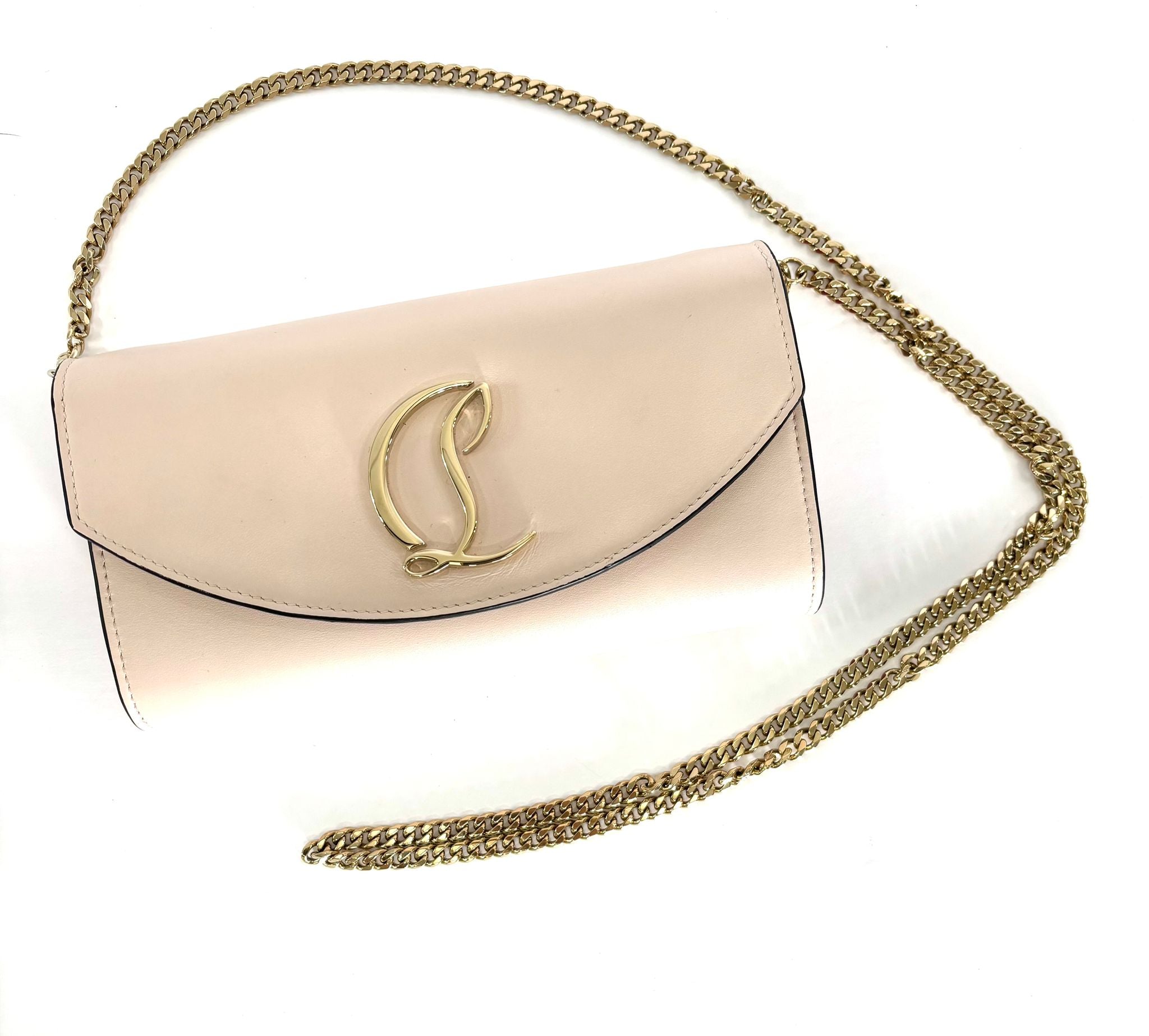 LOUBOUTIN LOUBI54 CALFSKIN LEATHER CHAIN WALLET